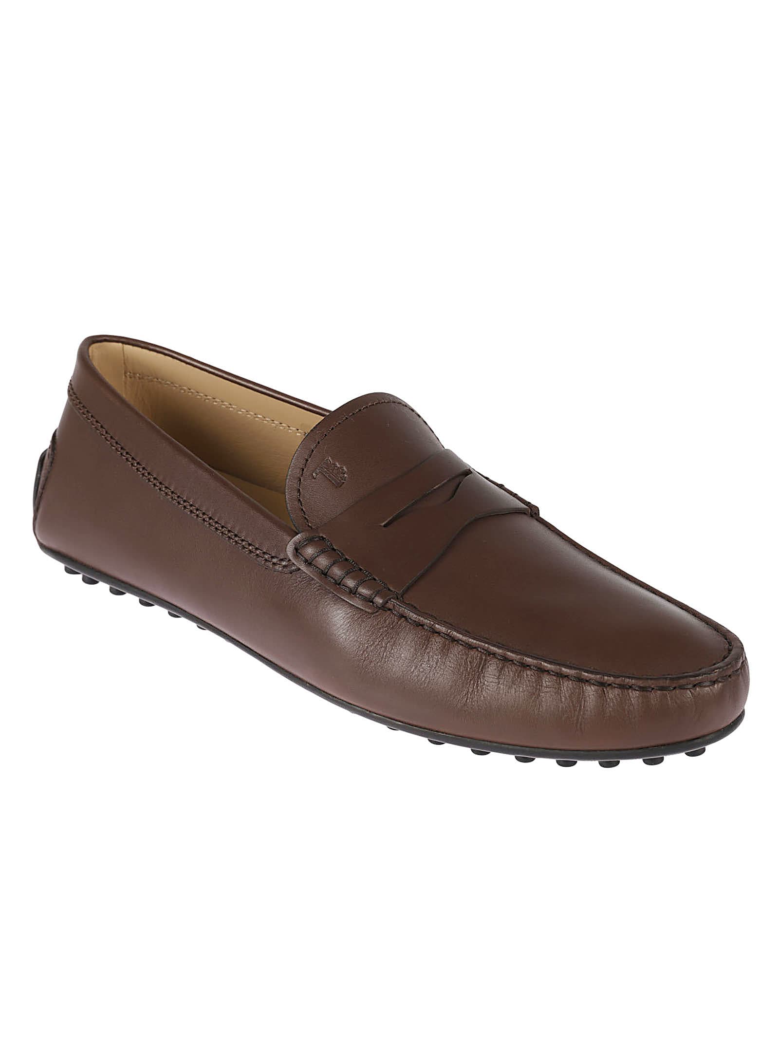 Shop Tod's Logo Engraved Loafers Tods In Brown