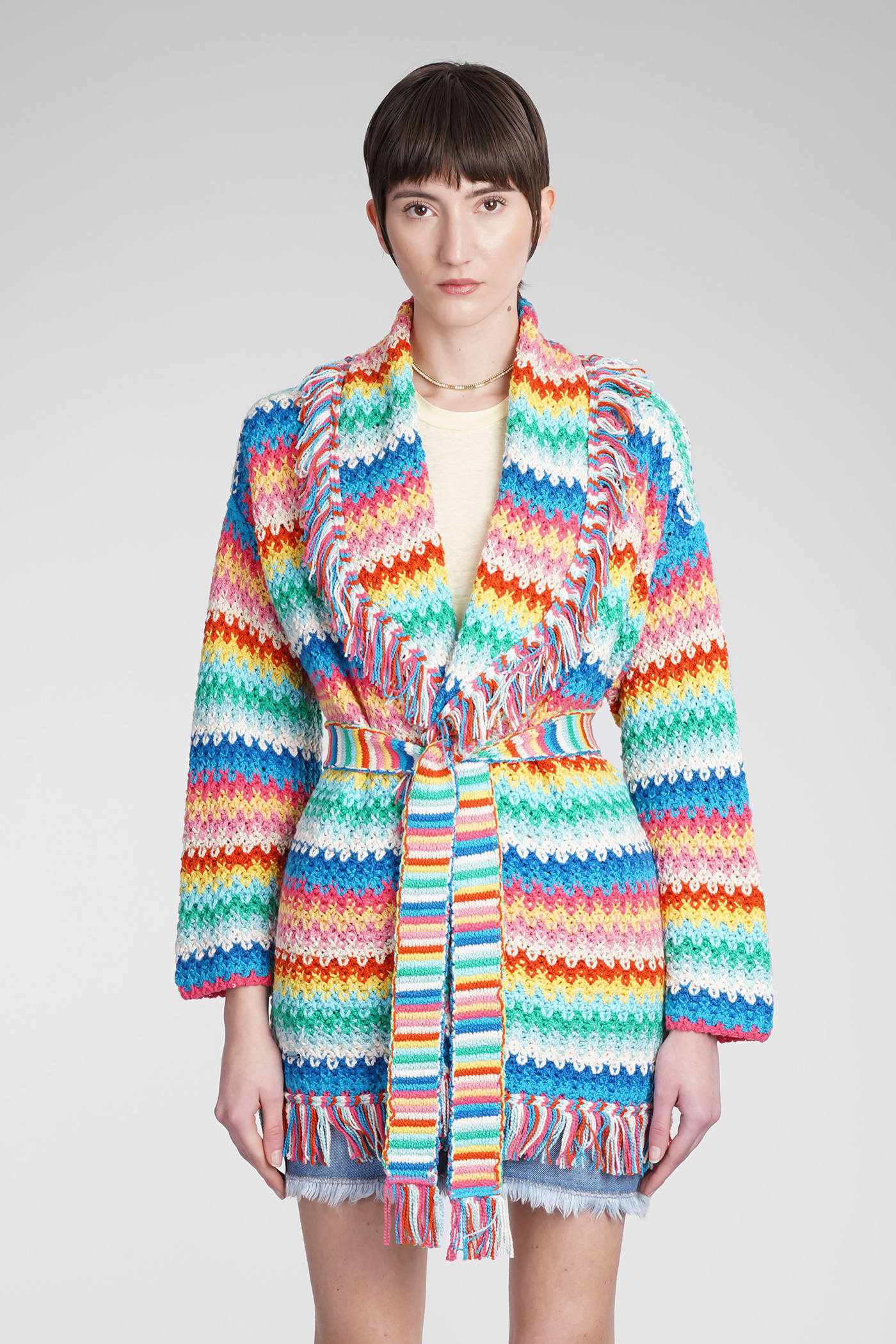 Alanui Cardigan In Multicolor Cotton