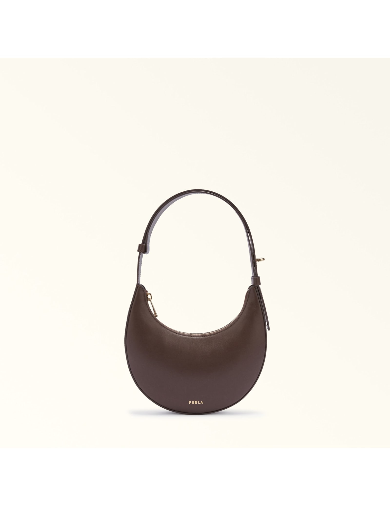 Furla Delizia Mini Hobo Bag In Chocolate Color Leather In Burgundy