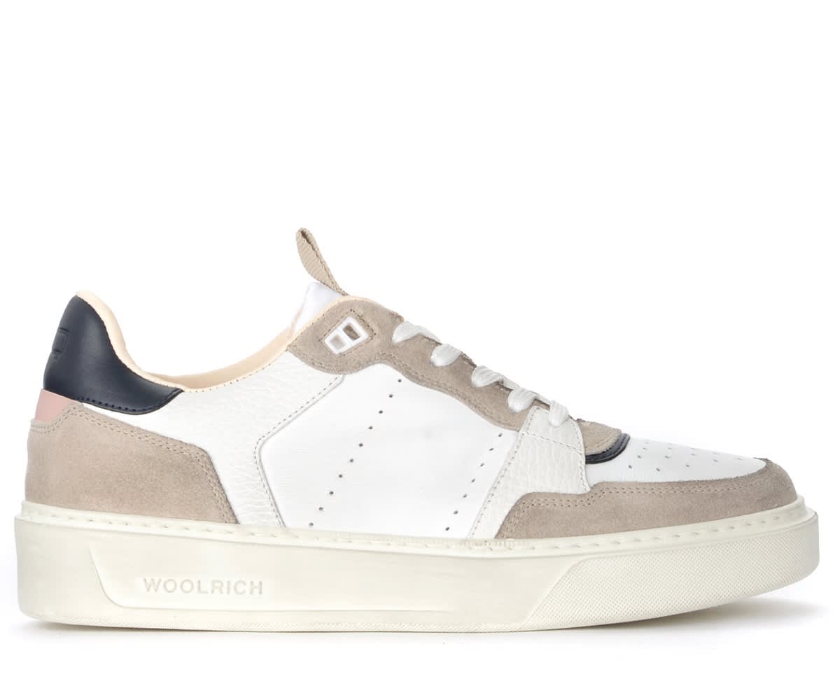 Woolrich Sneaker In Black And Ivory Leather