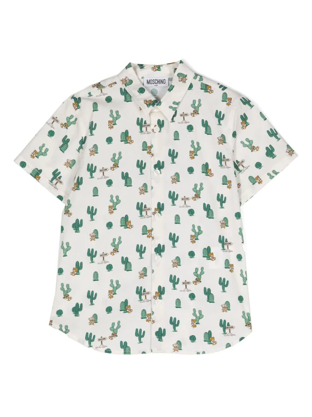 Shop Moschino Camicia Con Stampa Cactus In Crema