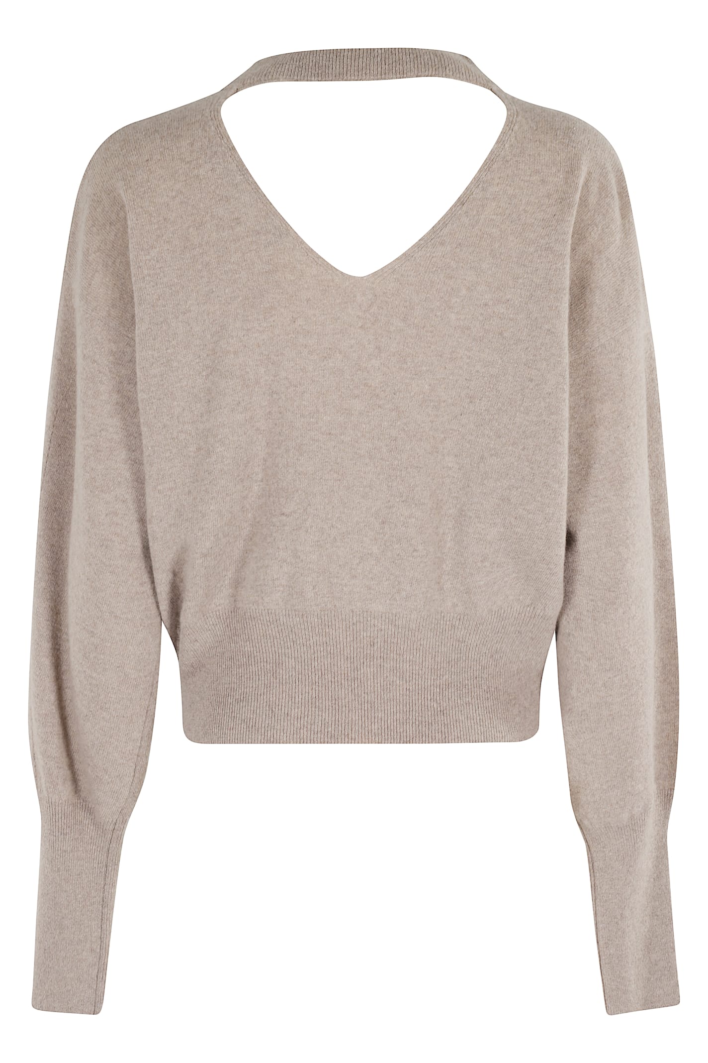 Federica Tosi Cut-out Sweater With Deep V-neckline And Unique Back Detail In Neutral