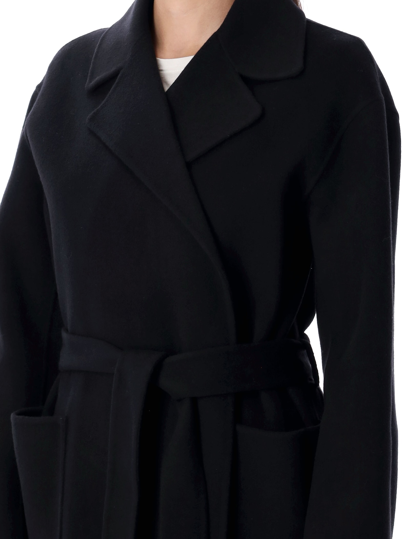 Polo Ralph Lauren Double-faced Wool Wrap Coat In Black