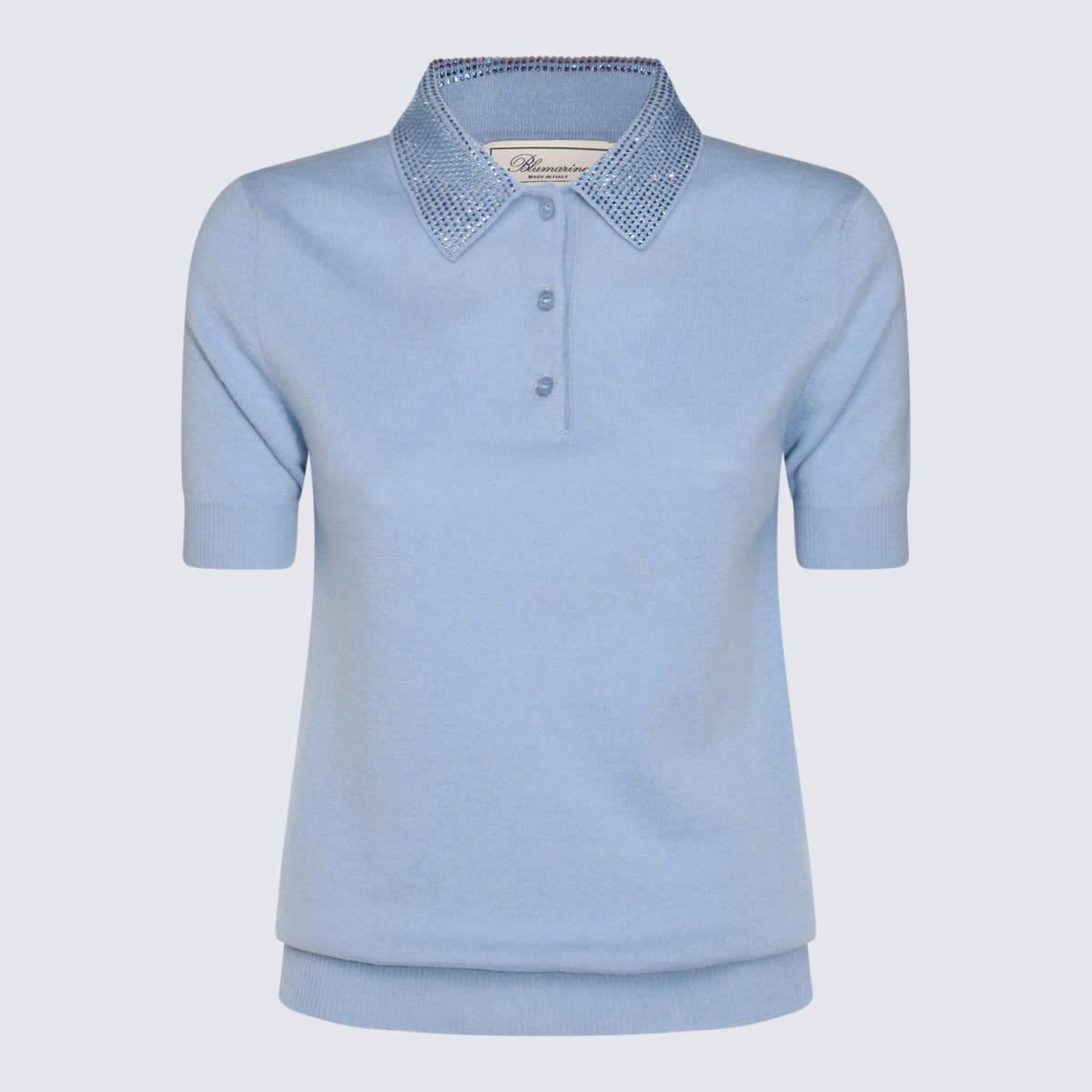 Shop Blumarine Blue Wool Polo Shirt In Cashmere Blue