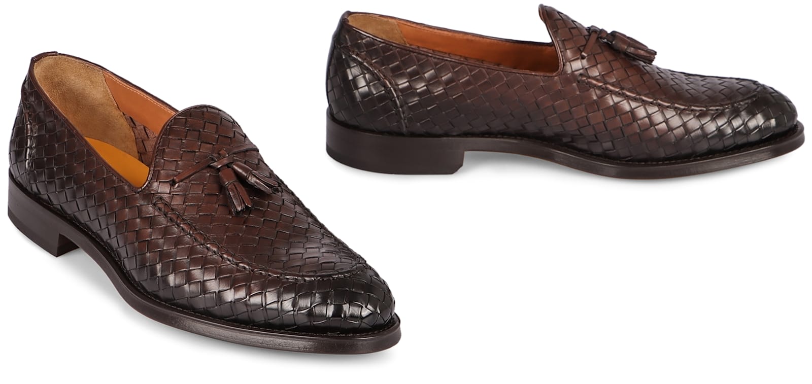 Doucal's Interwoven Leather Loafers In Brown