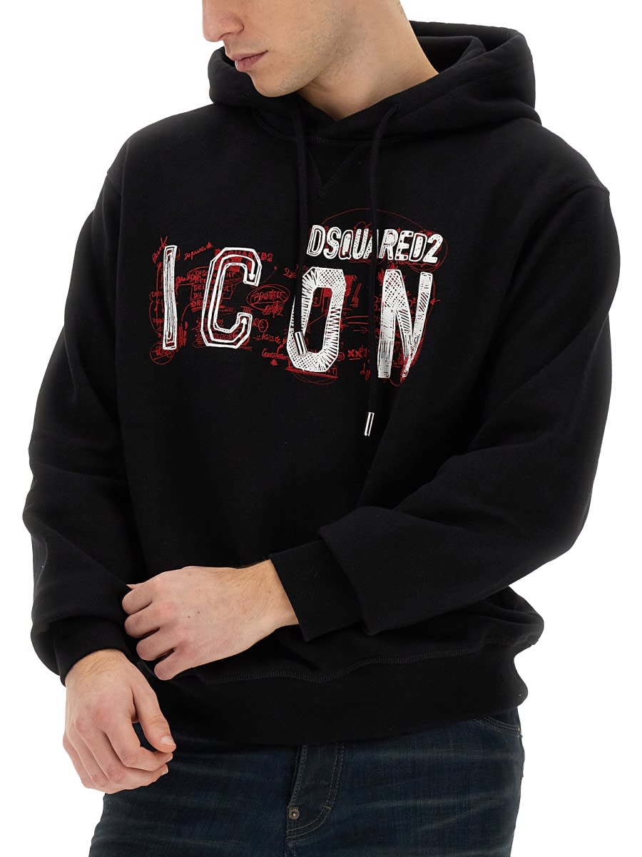 Shop Dsquared2 Icon Scribble Cool Fit Sweatshirt In Black