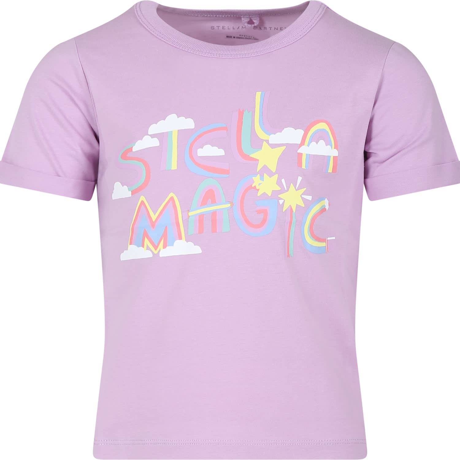 Stella Mccartney Kids' Purple T-shirt For Girl With Rainbow Logo
