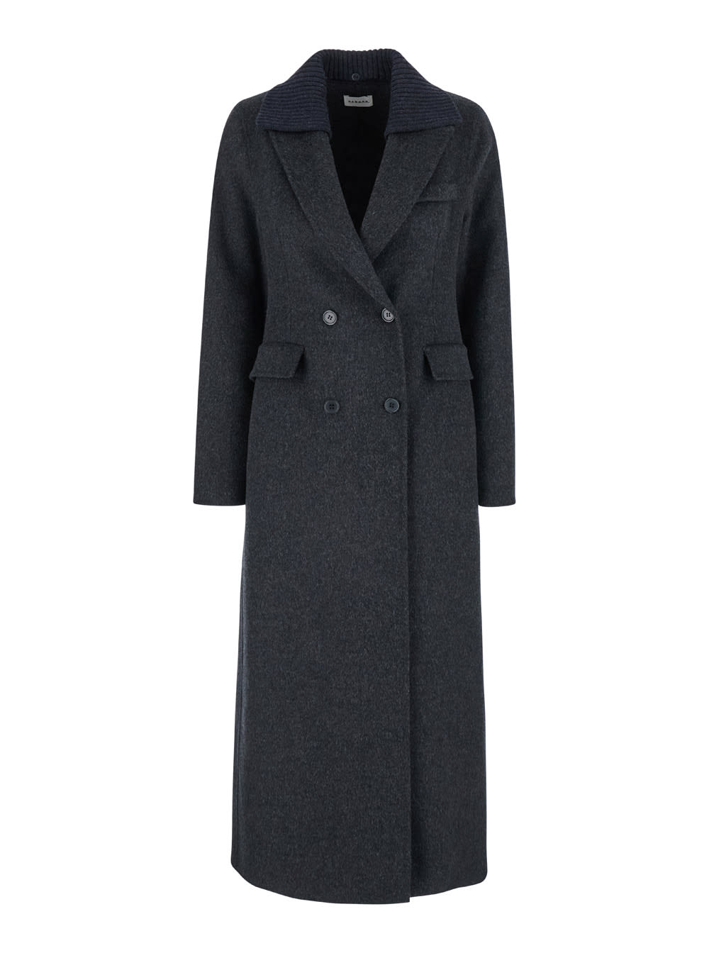 Shop P.a.r.o.s.h Grey Double-breasted Coat In Wool Woman