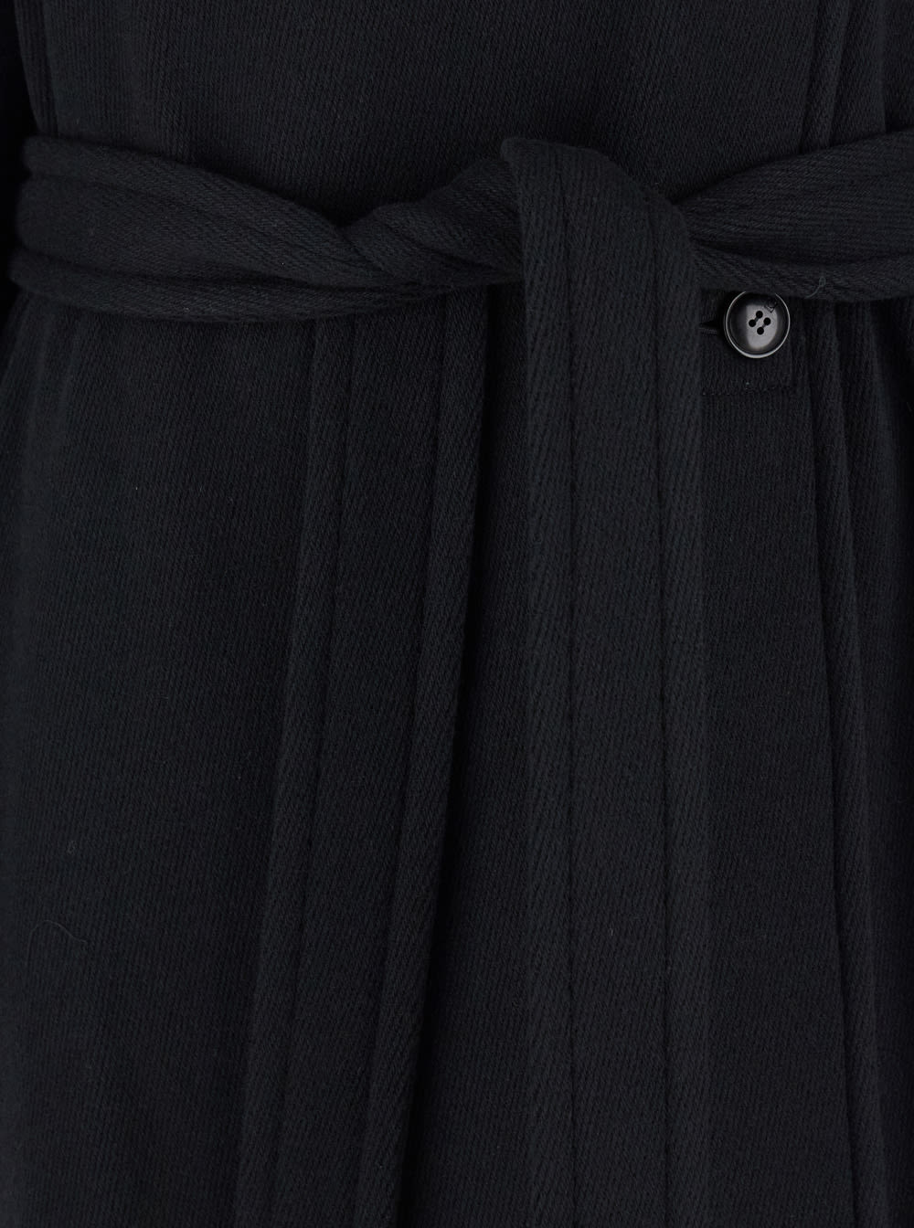 Shop Low Classic Soft Wool Twill Wrap Coat In Black