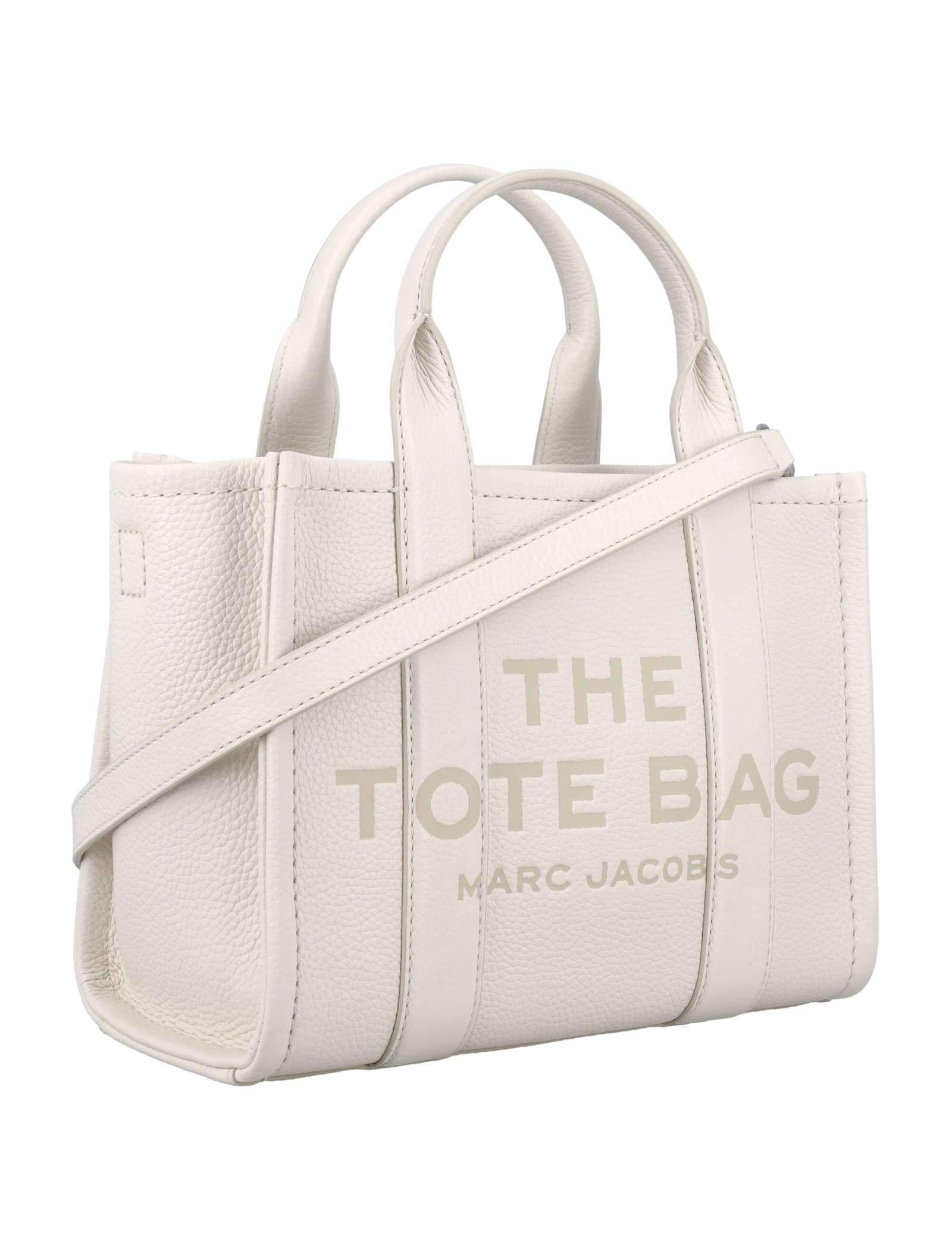 Marc Jacobs The Mini Tote Leather Bag In Silver