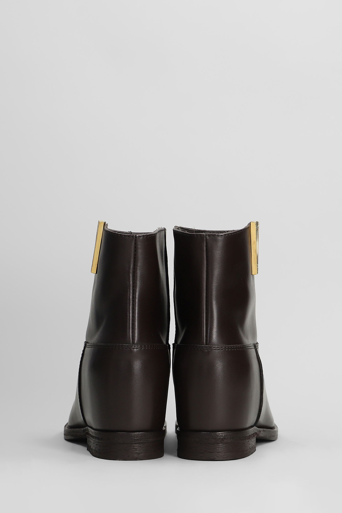 Via Roma 15 Ankle Boots Inside Wedge In Dark Brown Leather In Brown