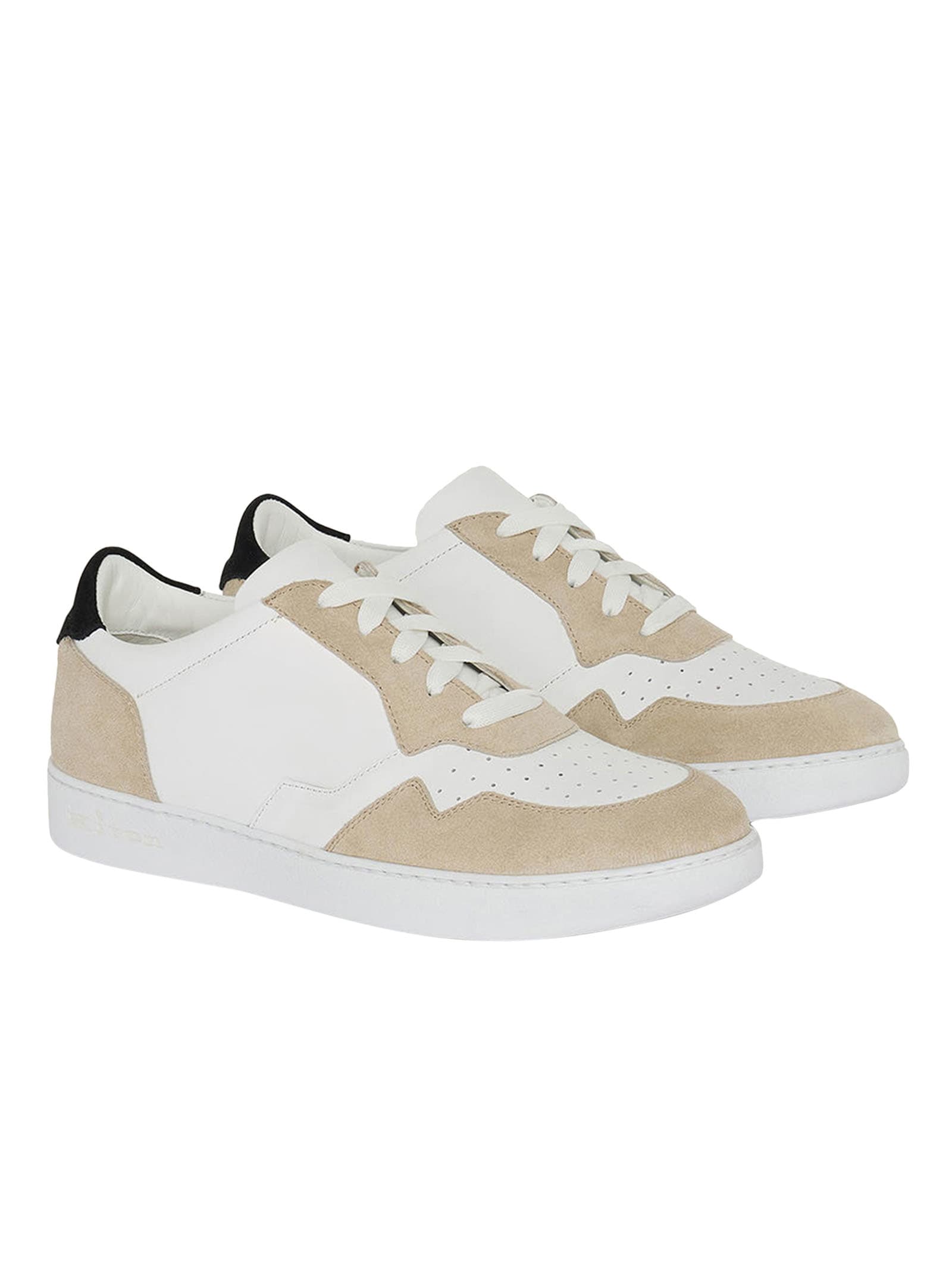 Shop Kiton Sneakers Calfskin In White/black