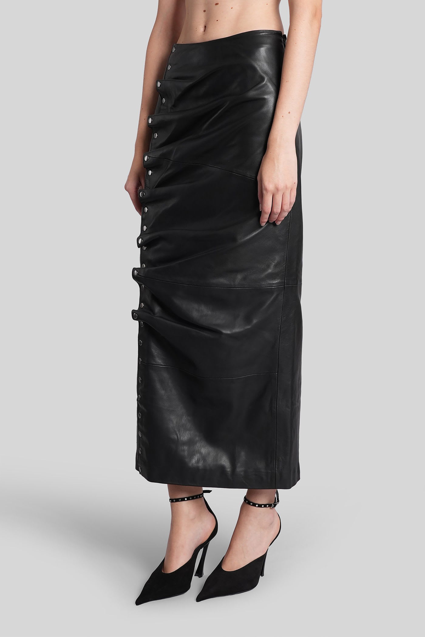 Rotate Birger Christensen Nettie Skirt In Black Eco Leather In Black