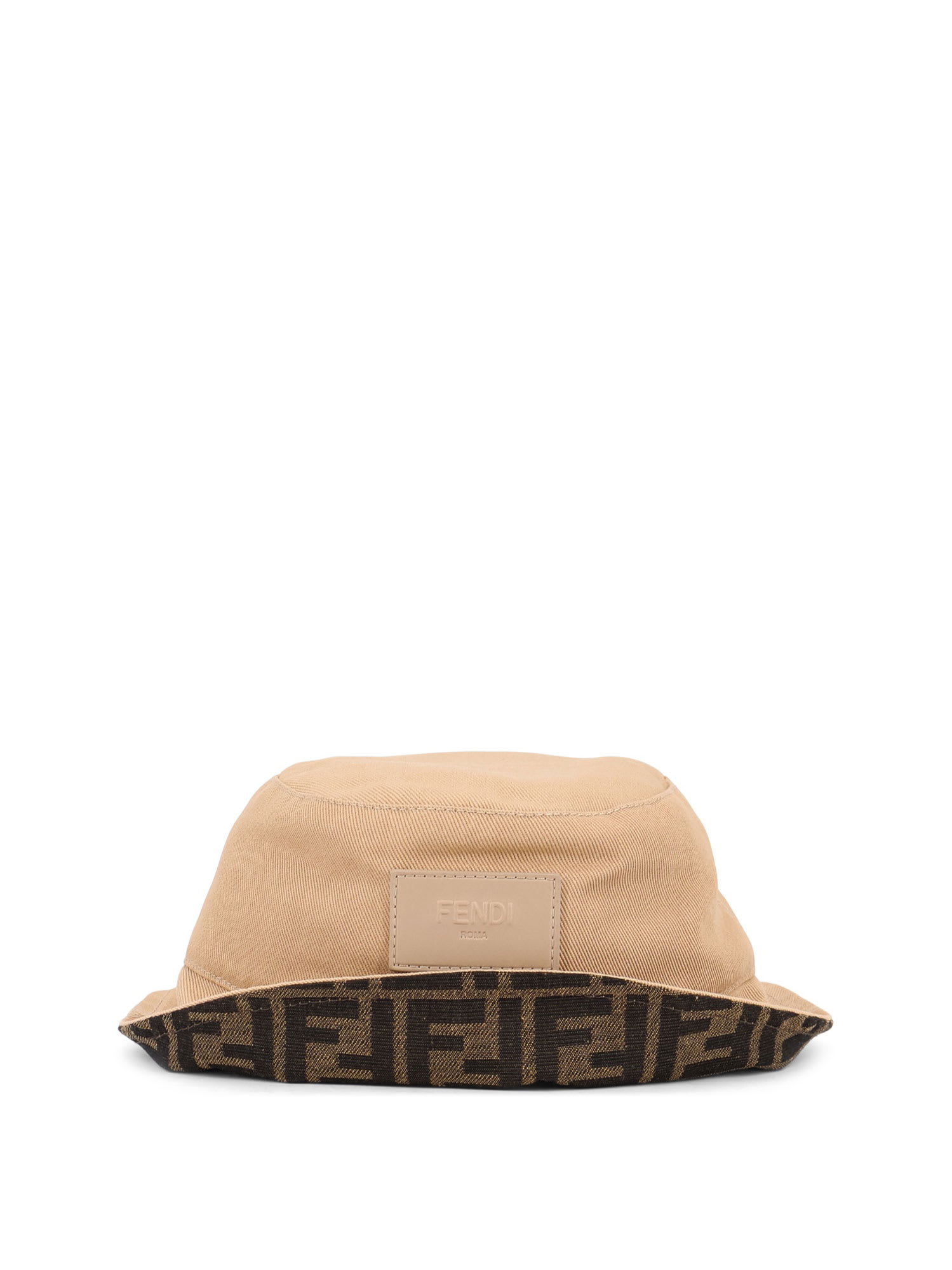Fendi Logo Patch Monogram Bucket Hat In Brown
