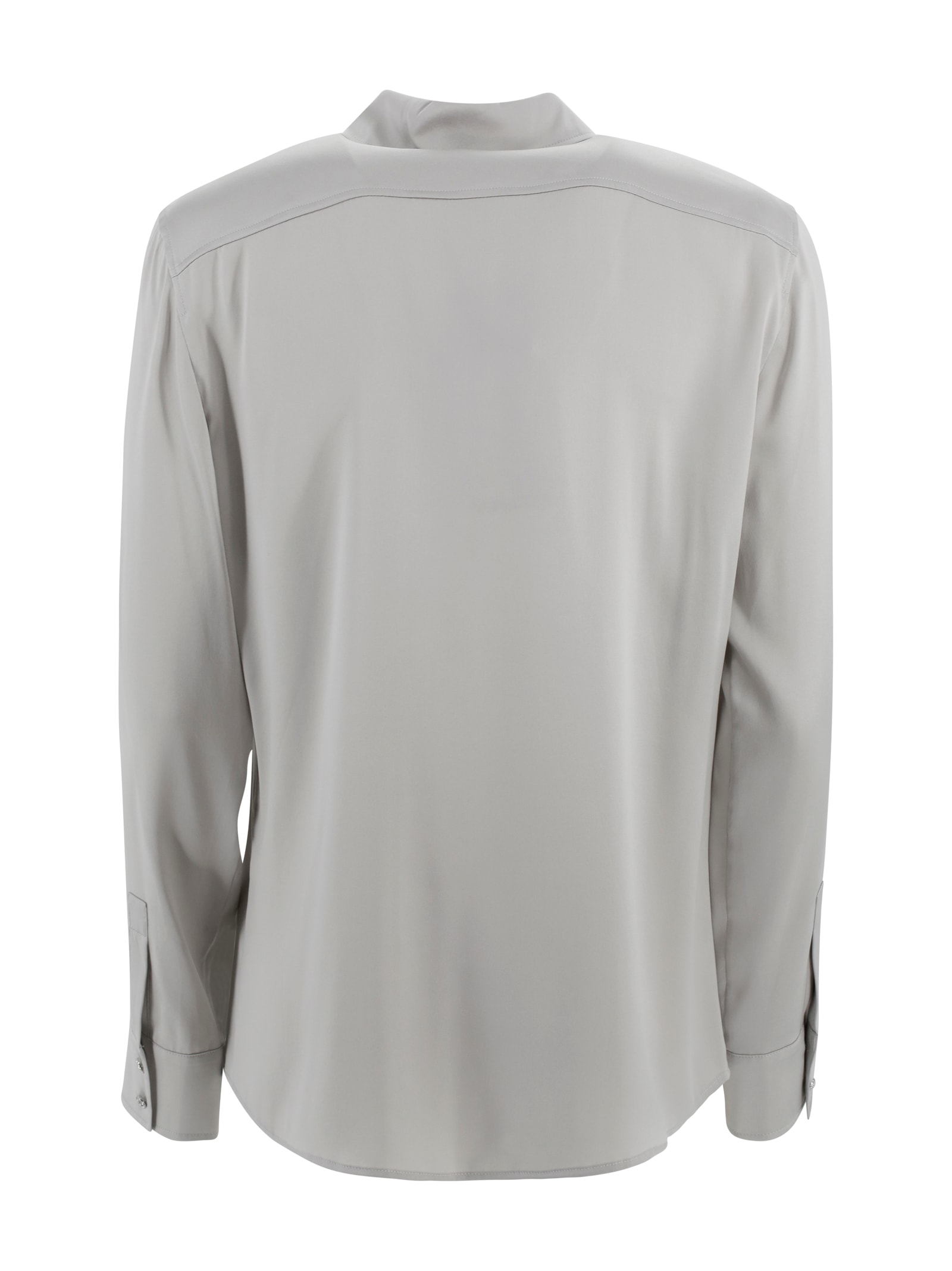 Max Mara Classic Silk Satin Shirt In Gray