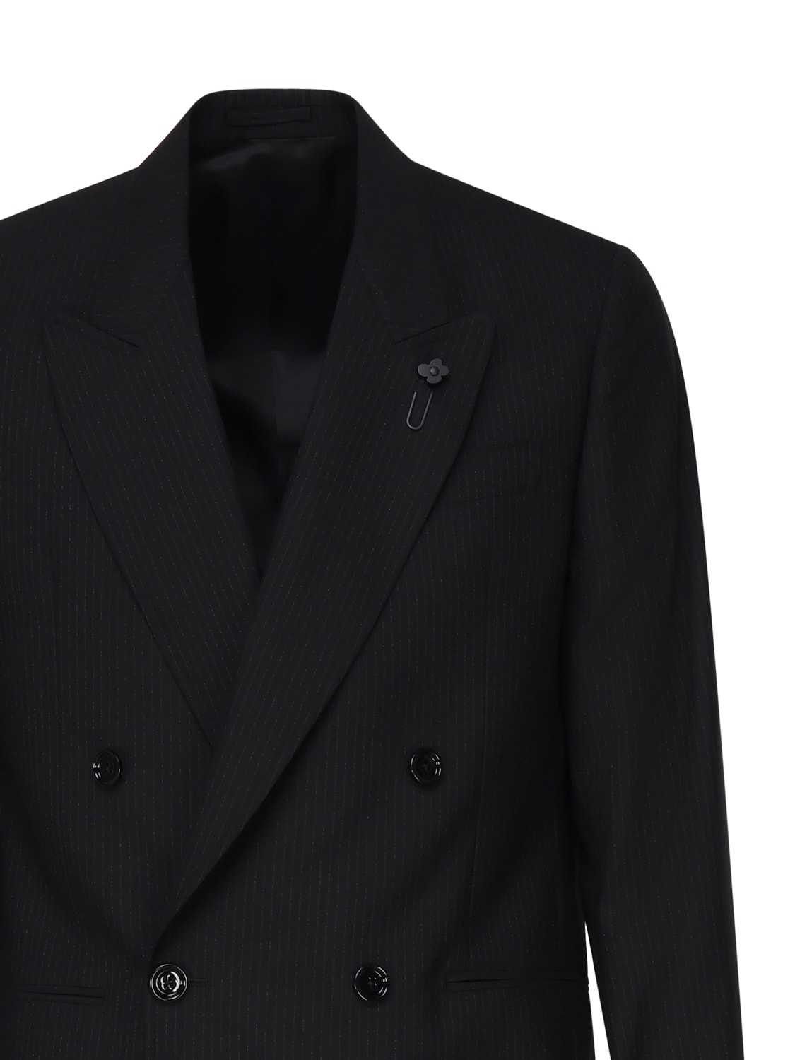 Shop Lardini Double-breasted Blazer In Black