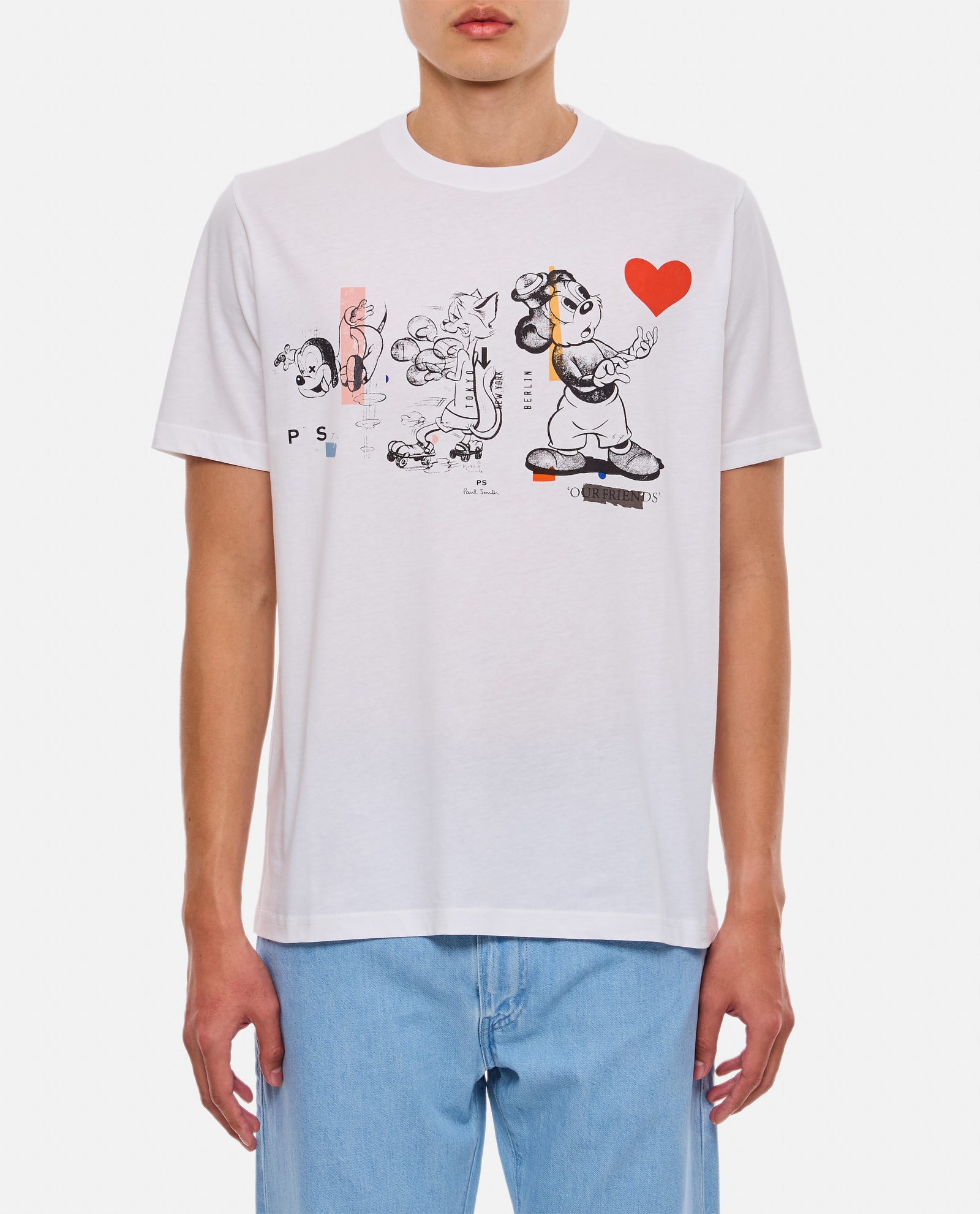 Shop Ps By Paul Smith Cotton Cartoon T-shirt In Bianco