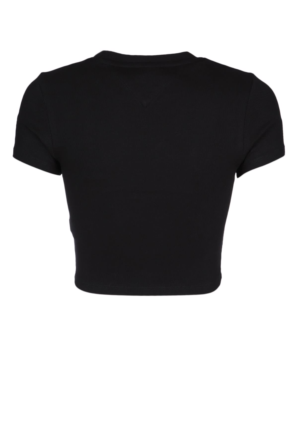 Tommy Jeans Slim Cropped Script T-shirt In Black In Black