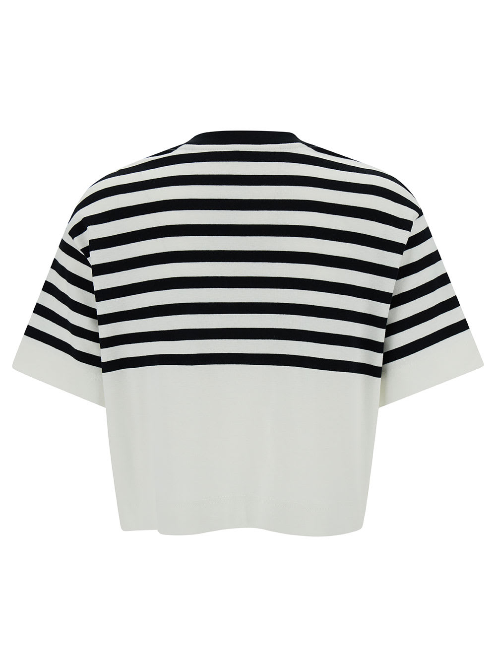 Shop Givenchy Black And White Crop Striped T-shirt With 4g Detail In Cotton Woman