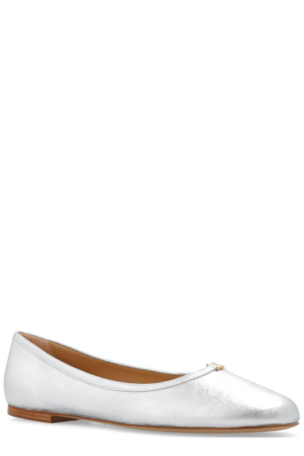 Shop Chloé Marcie Round-toe Ballet Flats In Silver