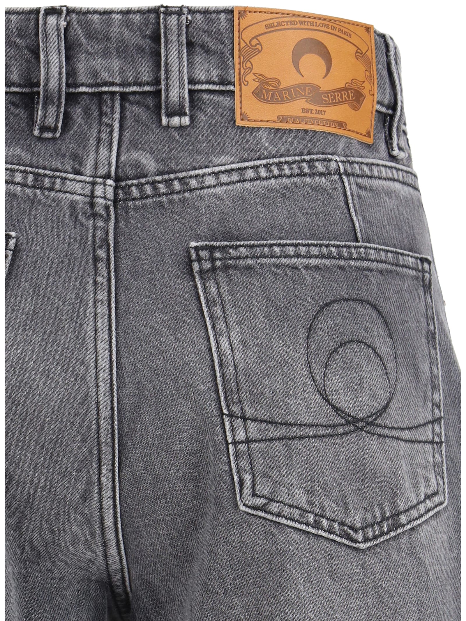 Marine Serre Gray Cotton Flared Jeans In Gray