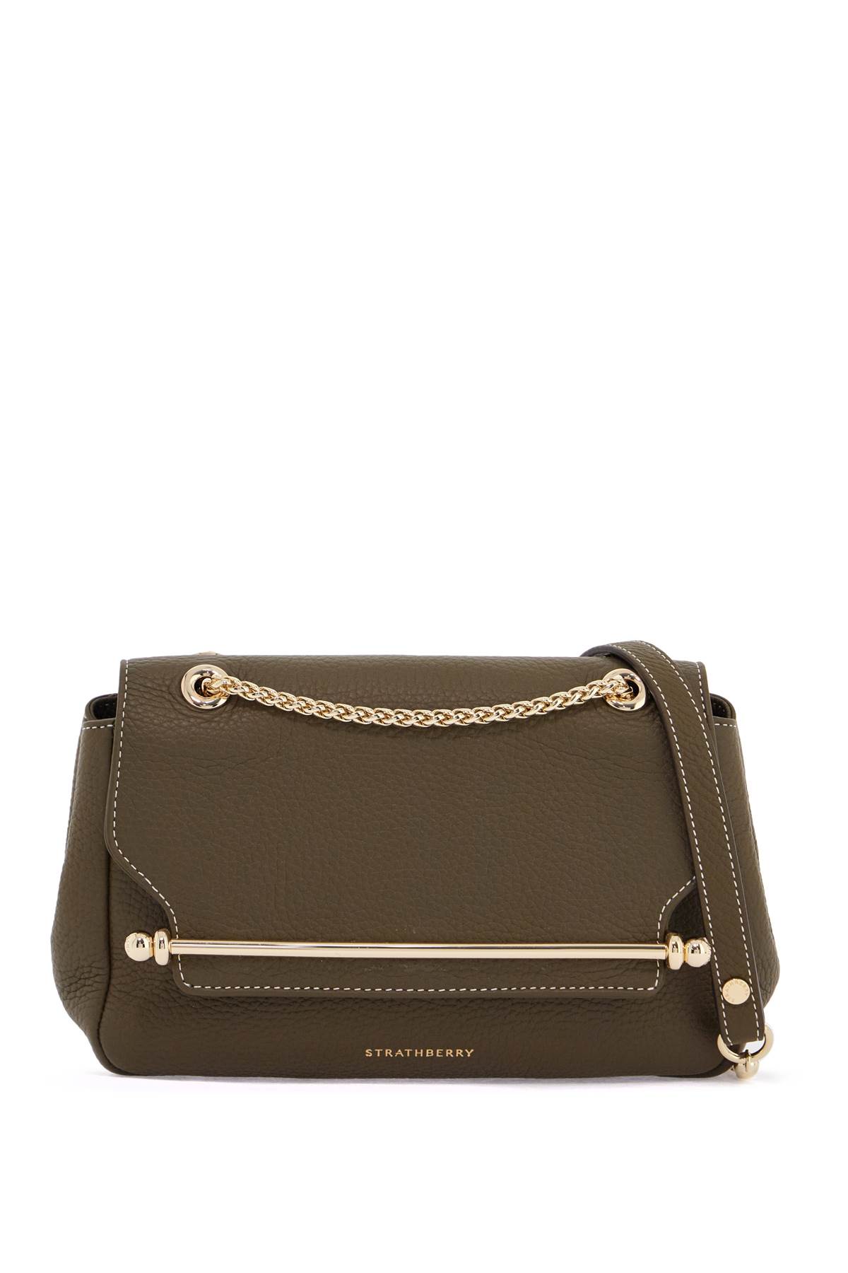 Khaki East/west Soft Mini Calfskin Bag With Golden Details