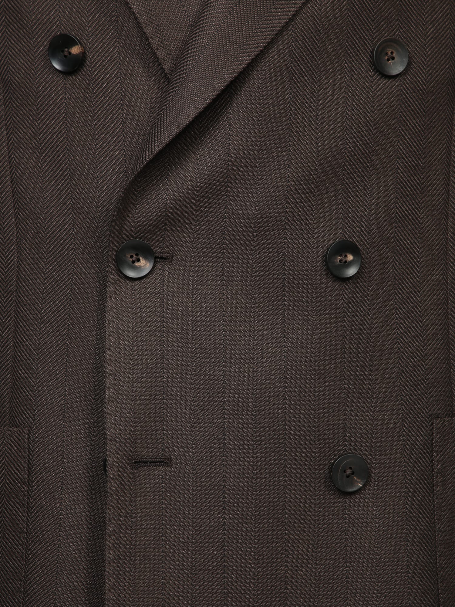 Shop Lardini Double-breasted Wool And Silk Brown Jacket