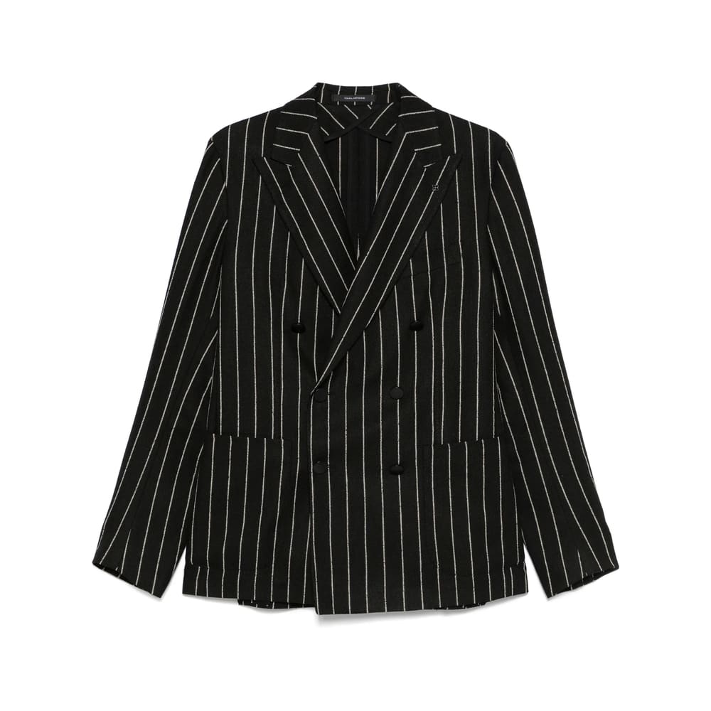 Tagliatore Striped Blazer In Black