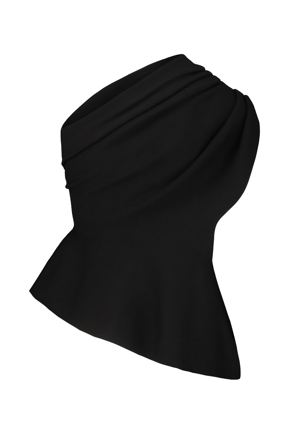 Khaite Aimee Asymmetric One-shoulder Wool-blend Peplum Top In Black