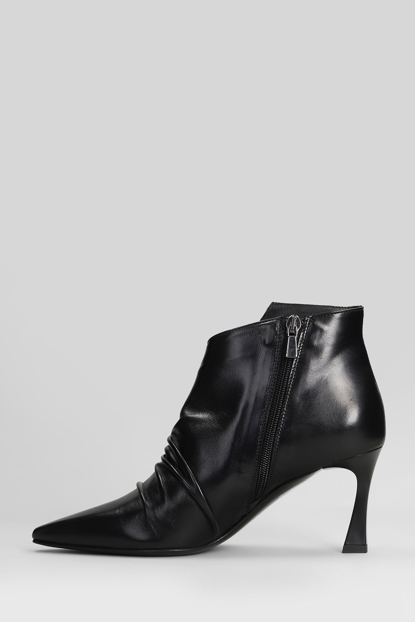 The Seller 80mm Ruched Pointed-toe Ankle Boots In Black