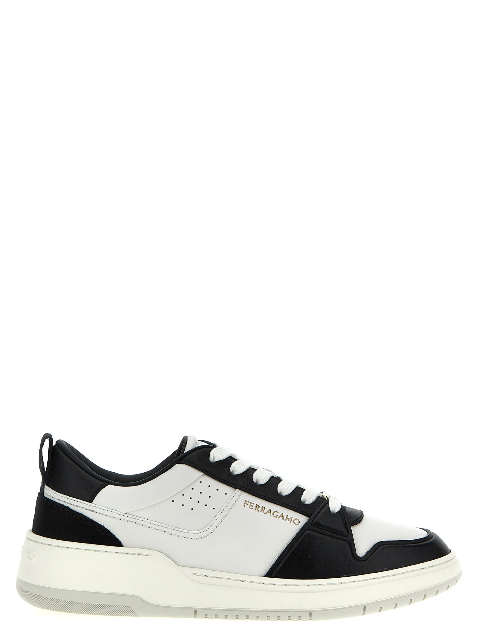 Shop Ferragamo Dennis Sneakers In White/black