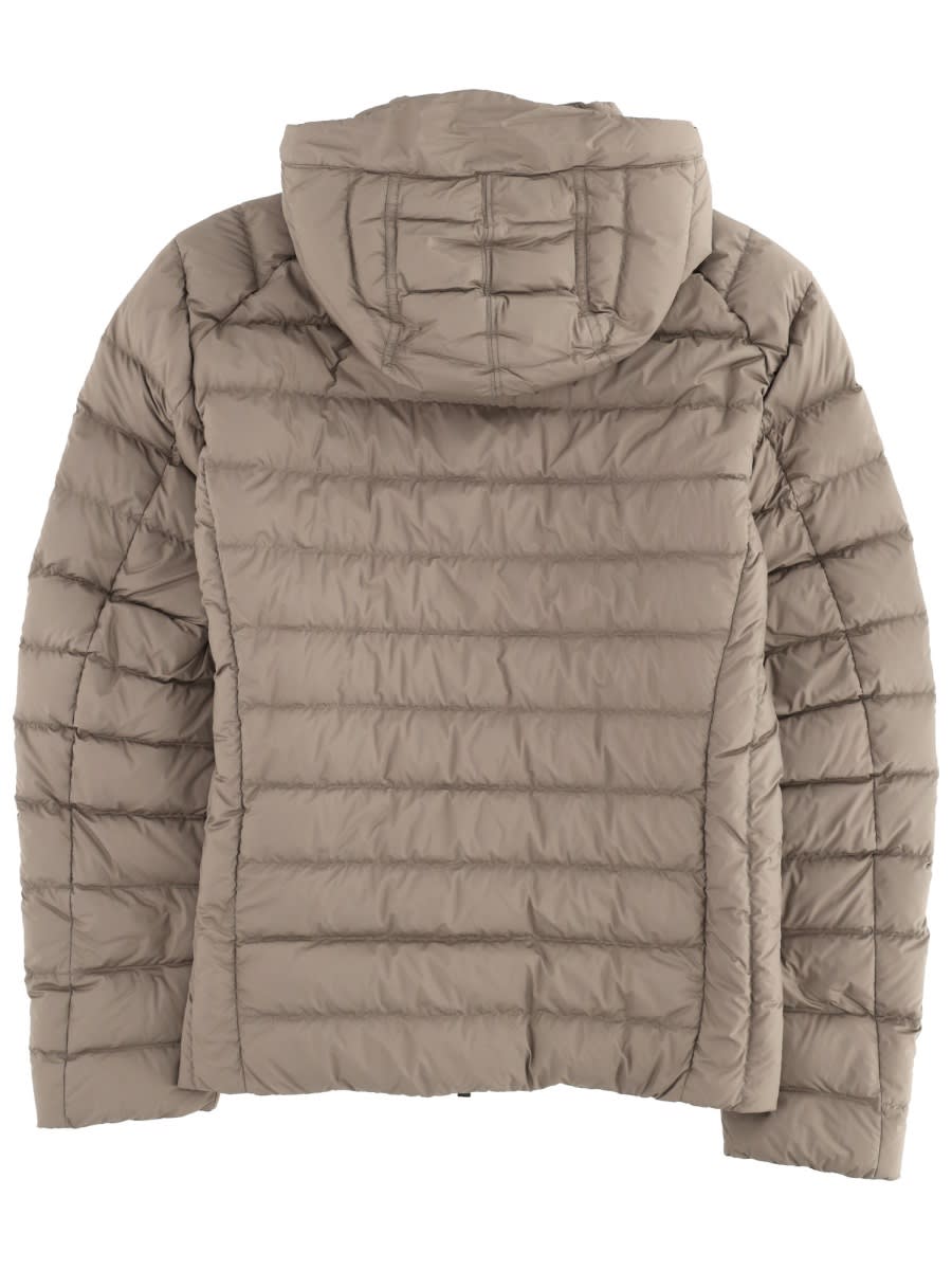Parajumpers Quilted Hooded Long Sleeve Coat In Brown