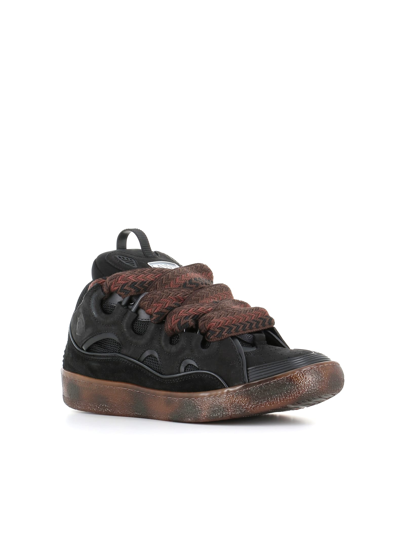 Shop Lanvin Sneaker Curb In Black/brown