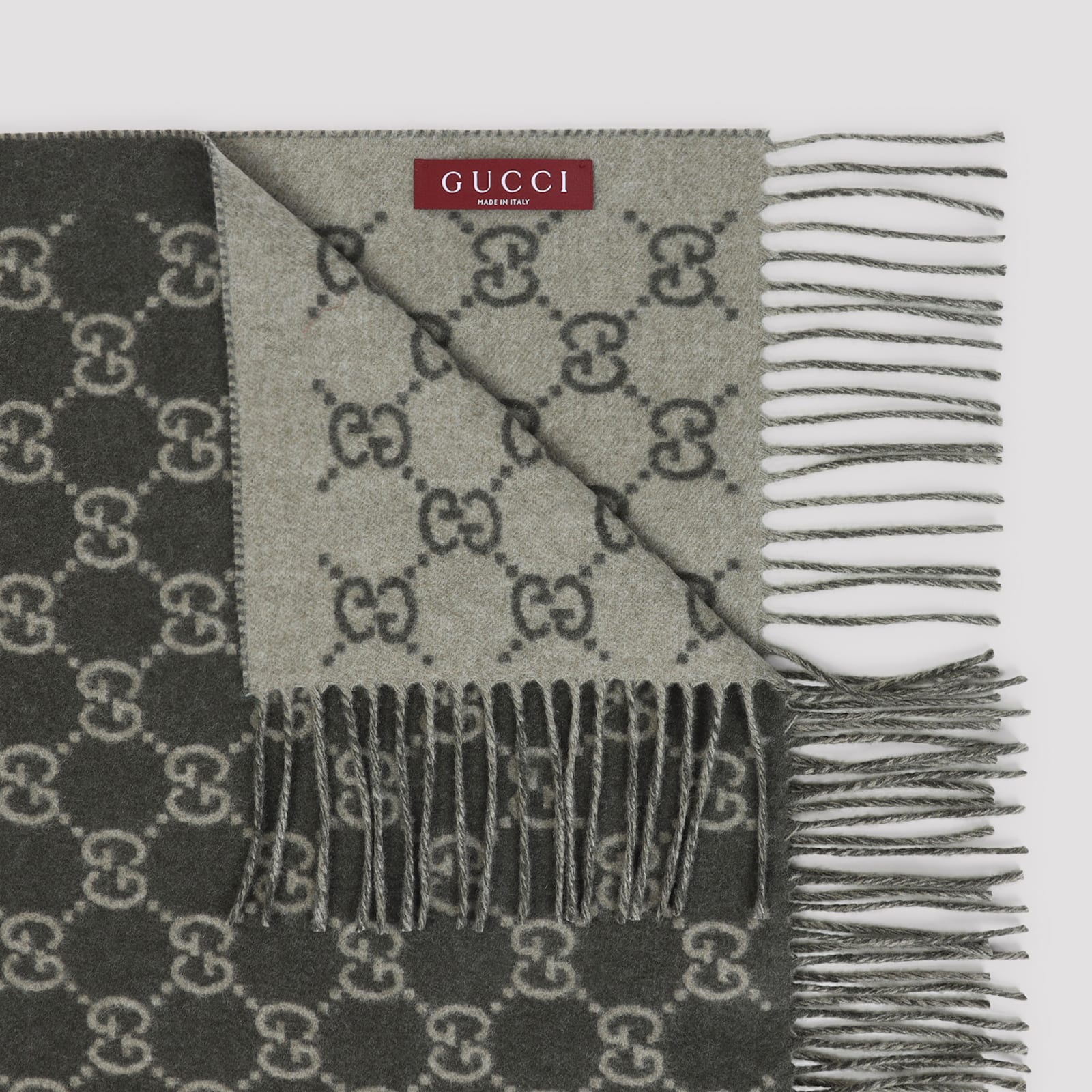Gucci New Canvas Scarf Fringe Detailing In Black
