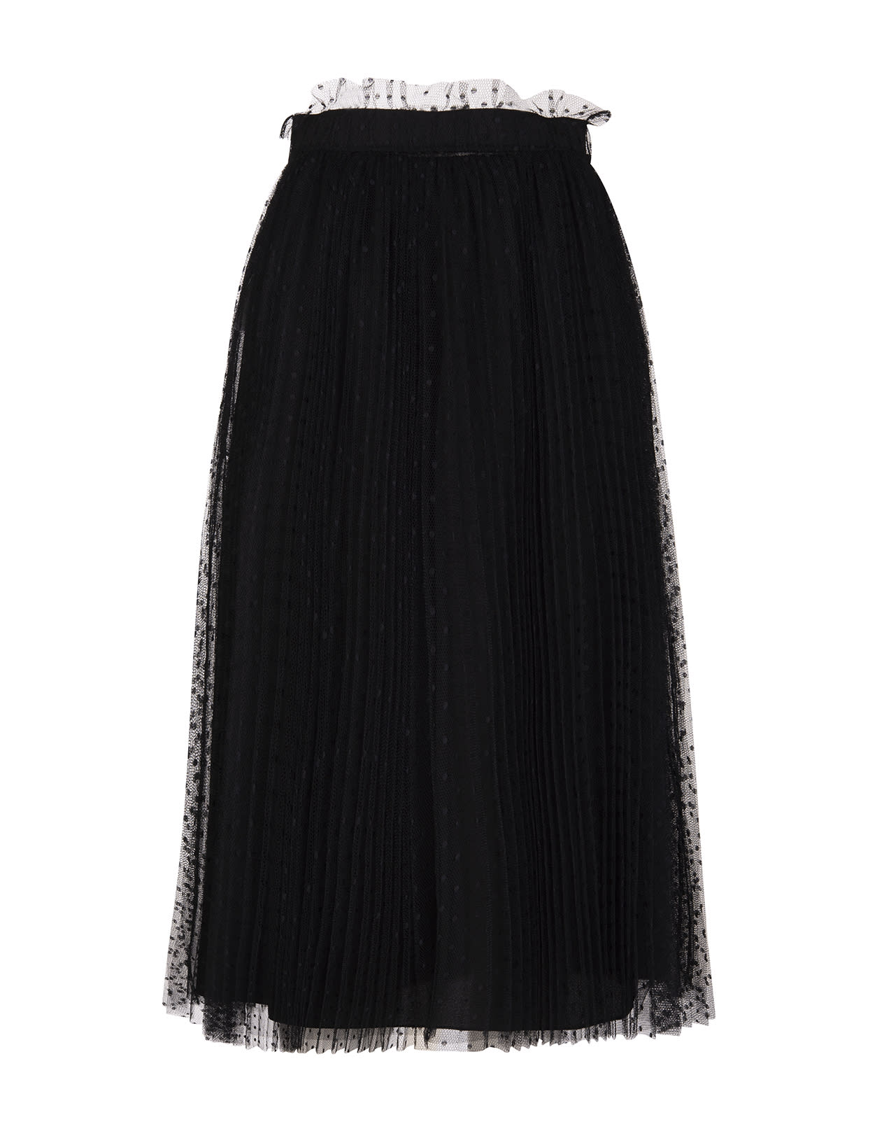 Red Valentino Redvalentino Dotted Tulle Midi Skirt In Nero