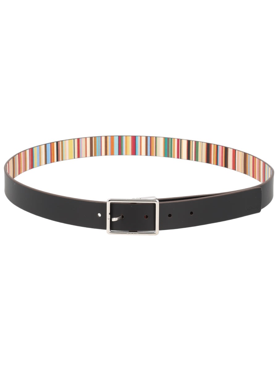 Paul Smith Signature Stripe Belt In Black