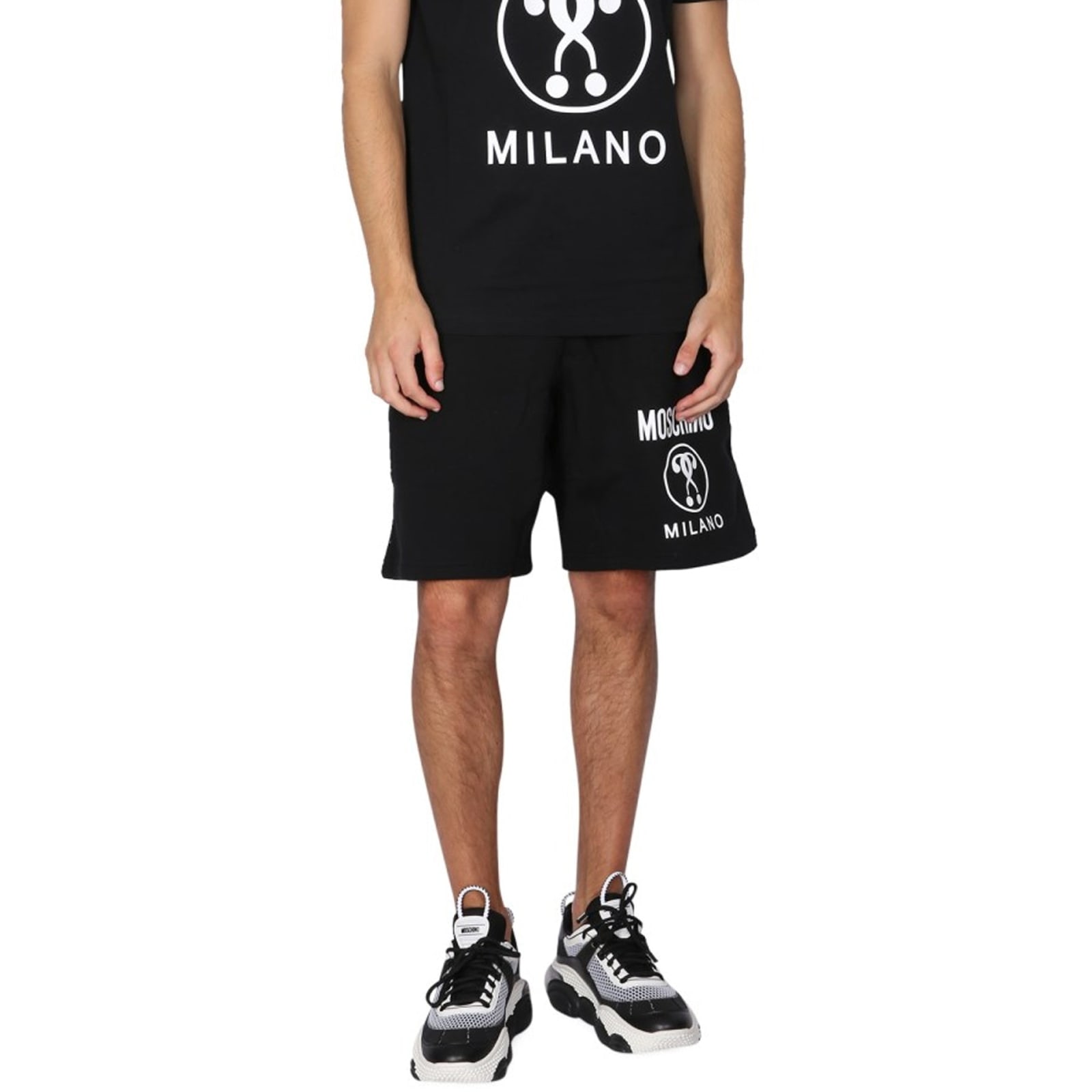 Shop Moschino Couture Cotton Shorts In Black