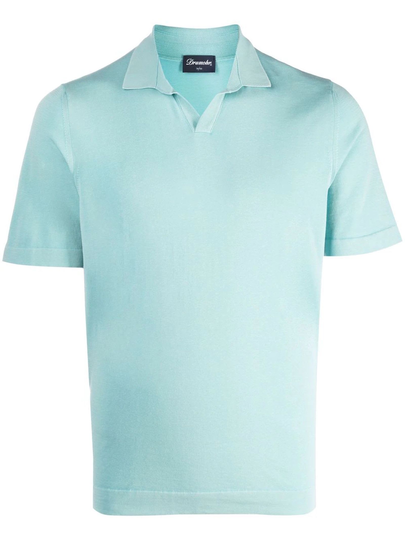 Drumohr Tiffany Blue Cotton Polo Shirt