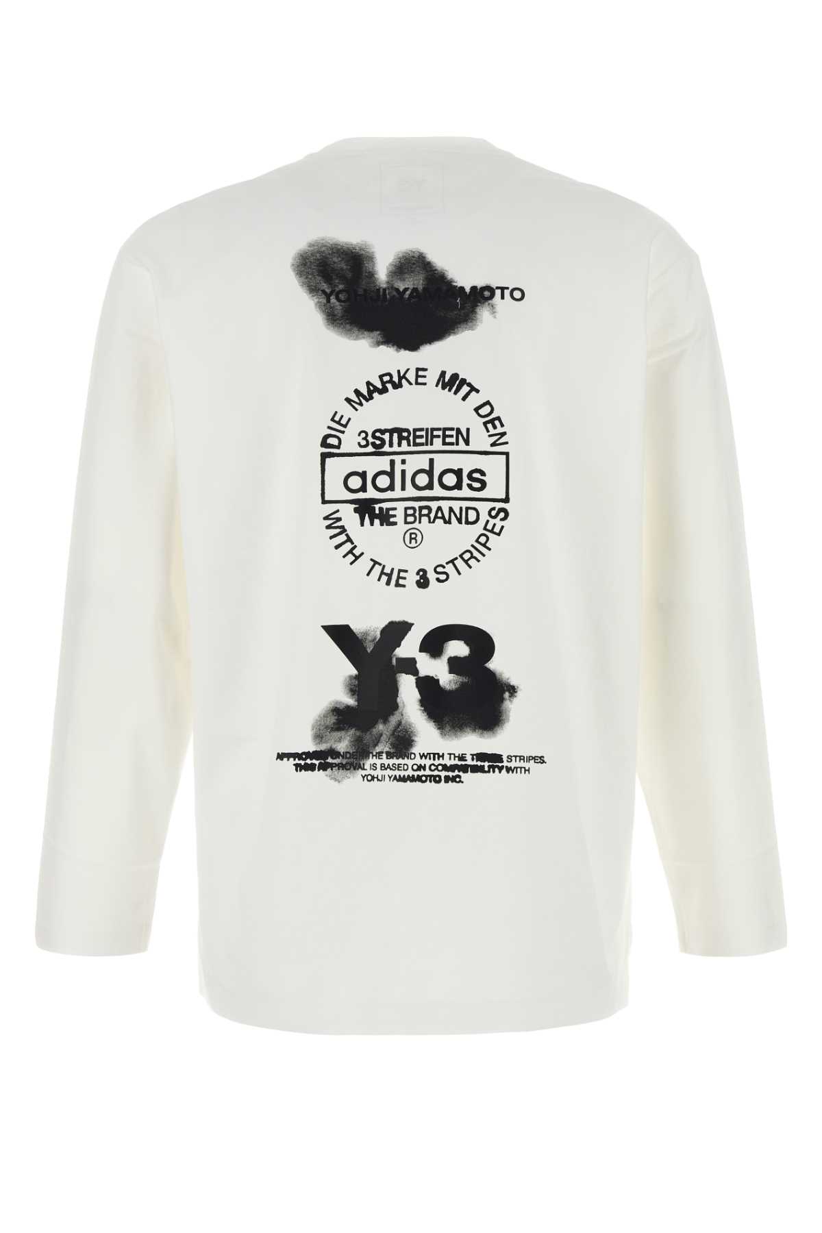 Y-3 Graphic Print Crew Neck Long Sleeve T-shirt In White