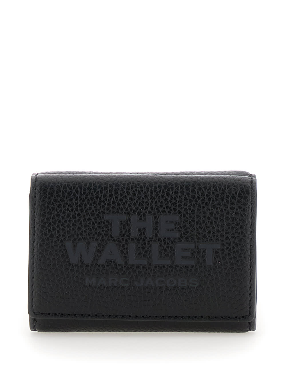 Marc Jacobs the Wallet Trifold Black Wallet With Engraved Logo On The Front In Hammered Leather Woman