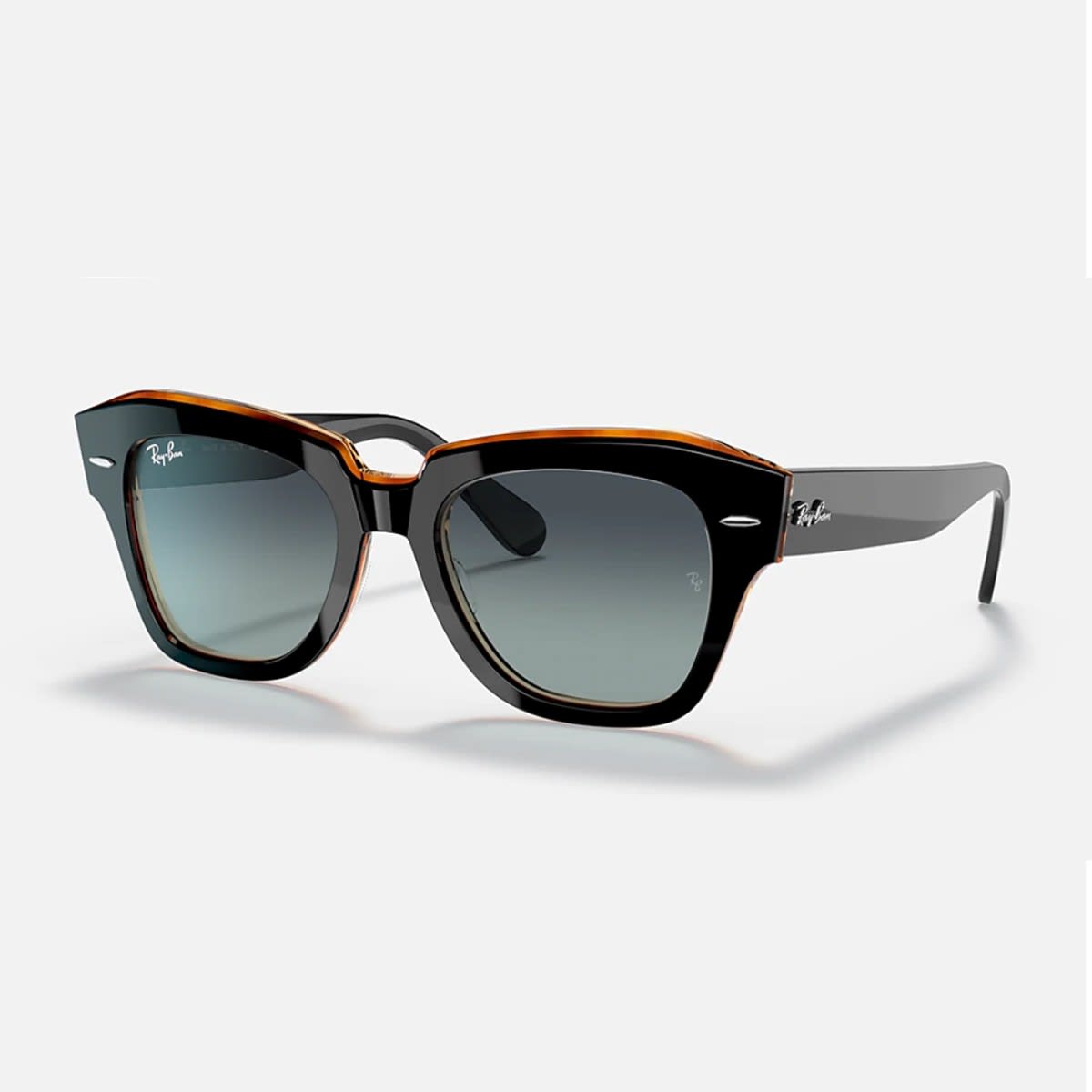Ray Ban State Street Sunglasses Black Frame Grey Lenses 52-20 In Nero