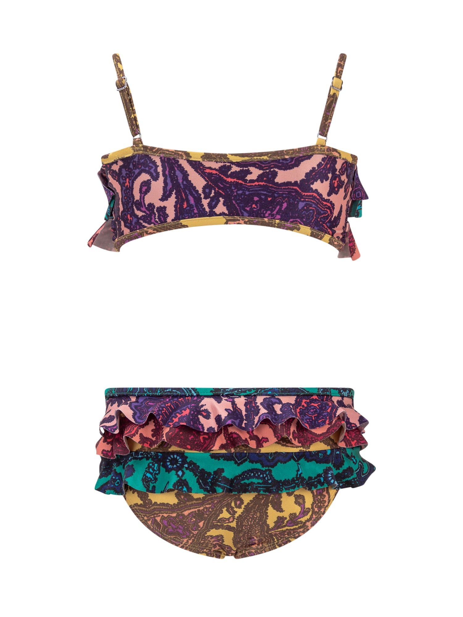 Shop Zimmermann Tiggy Frill 2 Pieces Swimsuit In Spliced Paisley