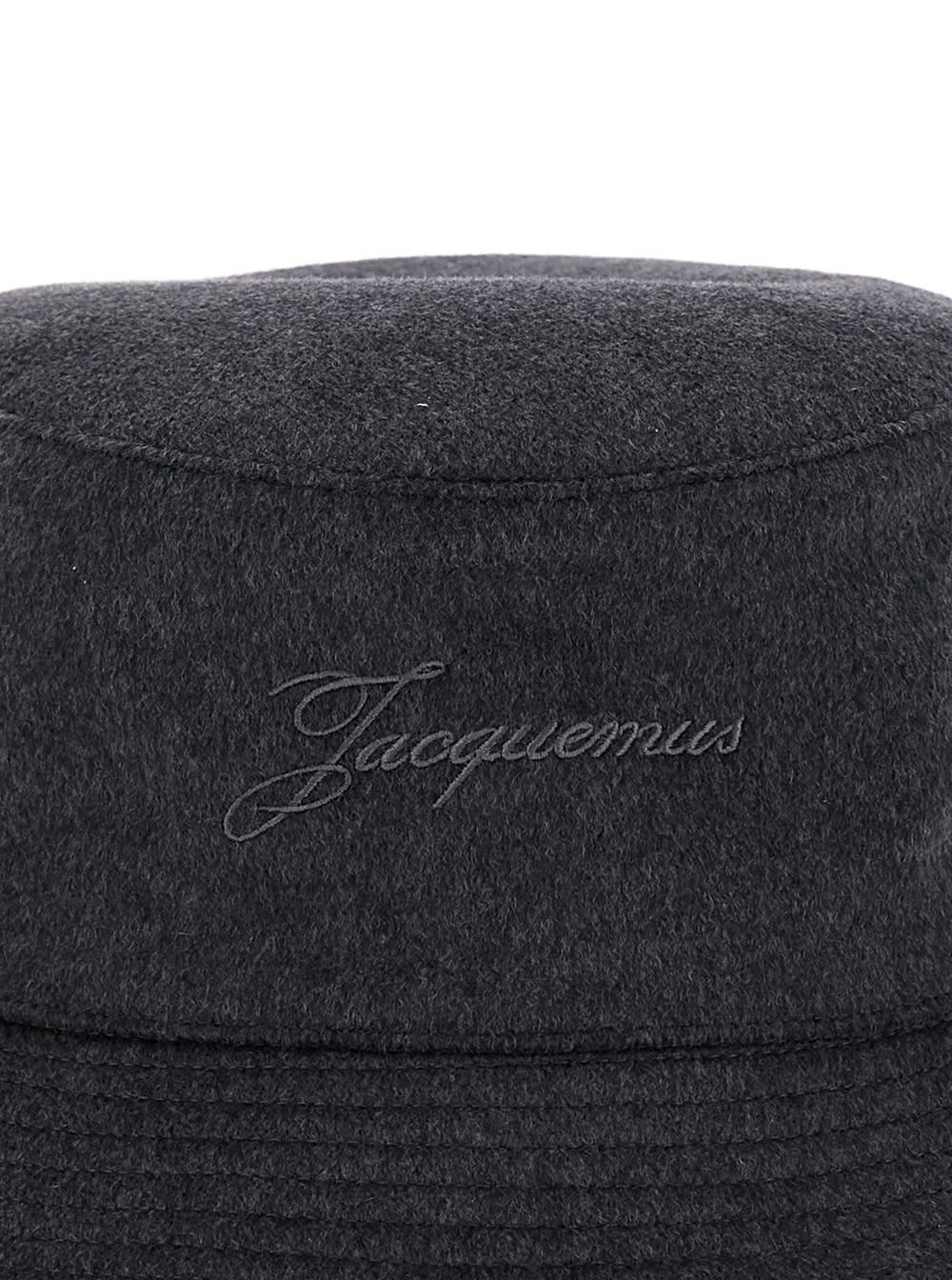 Jacquemus Dark Grey Embroidered Logo Bucket Hat In Gray
