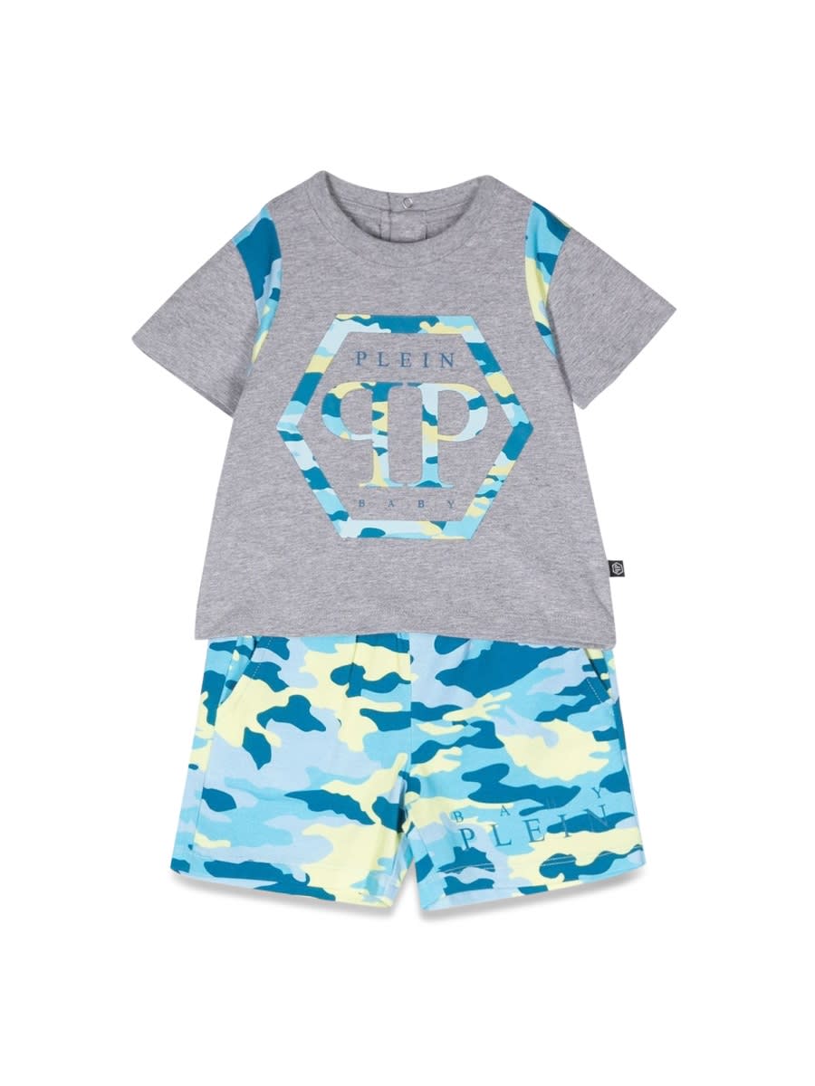 Philipp Plein Camou T-shirt And Shorts Set In Multicolour