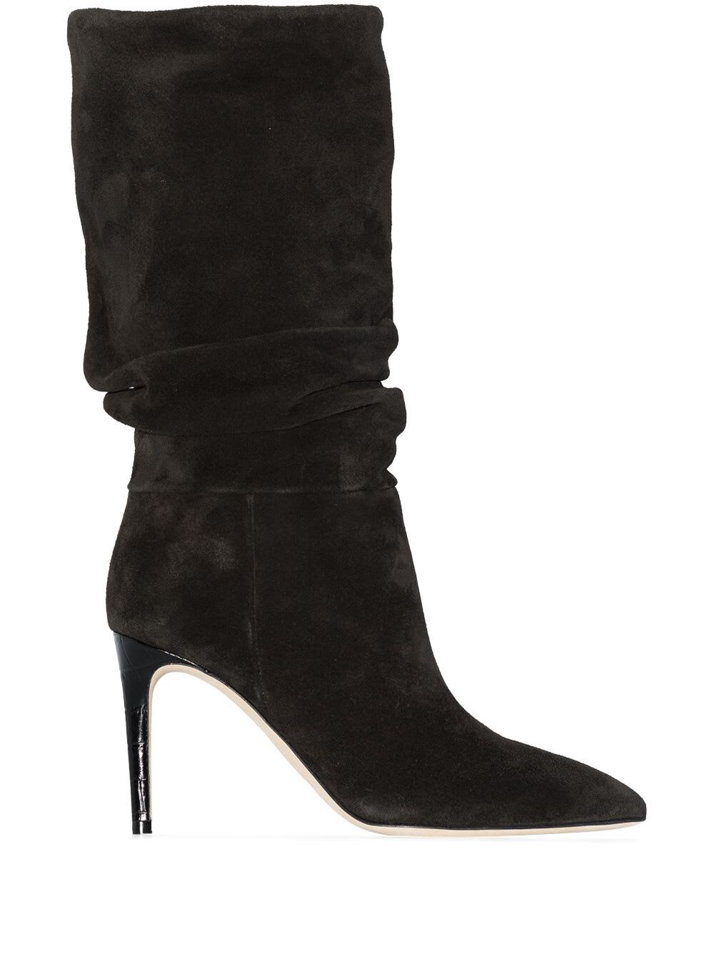 Shop Paris Texas Black Slouchy Pointed Boots With Stiletto Heel In Suede Woman