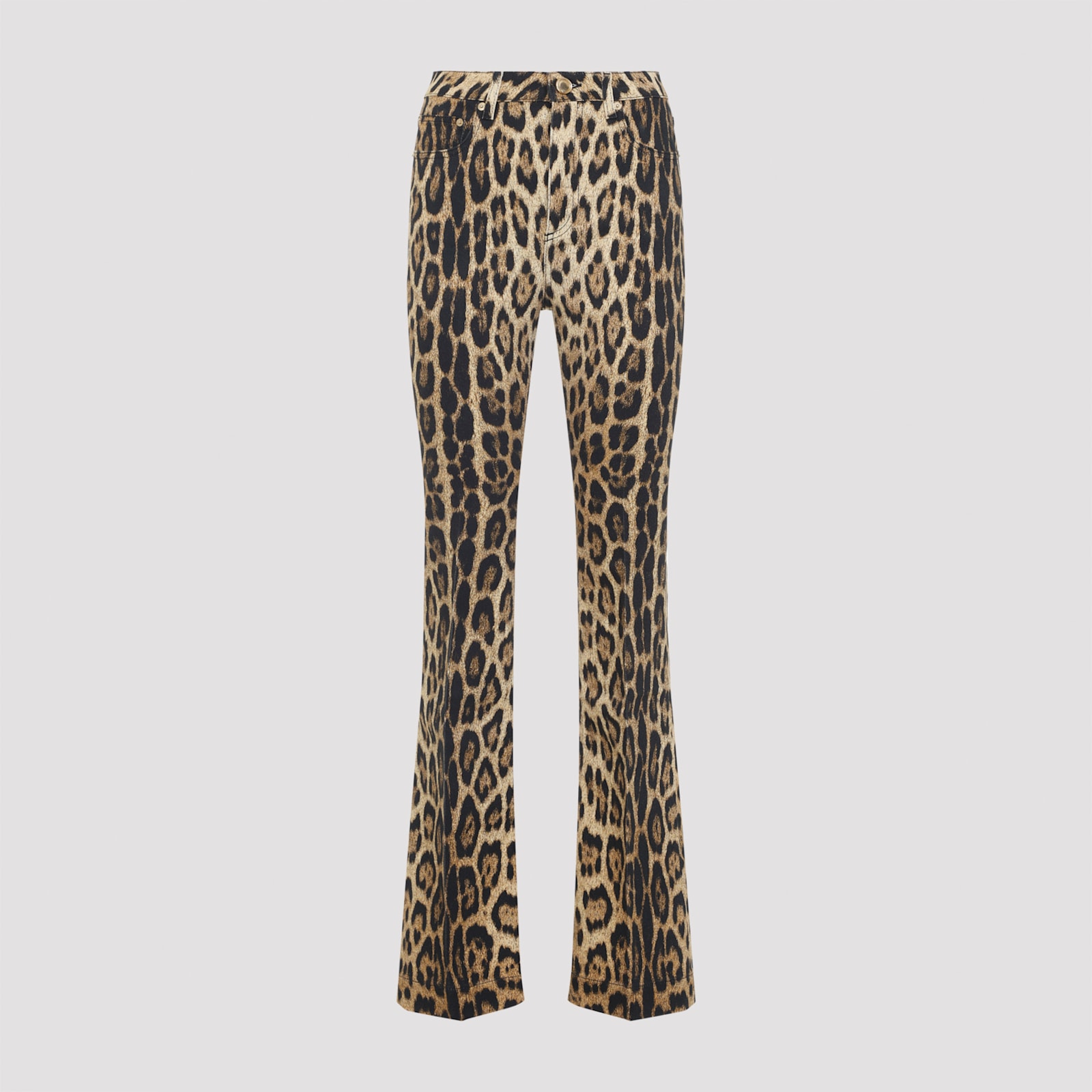 Roberto Cavalli Animalier-printed Bootcut Jeans In Brown