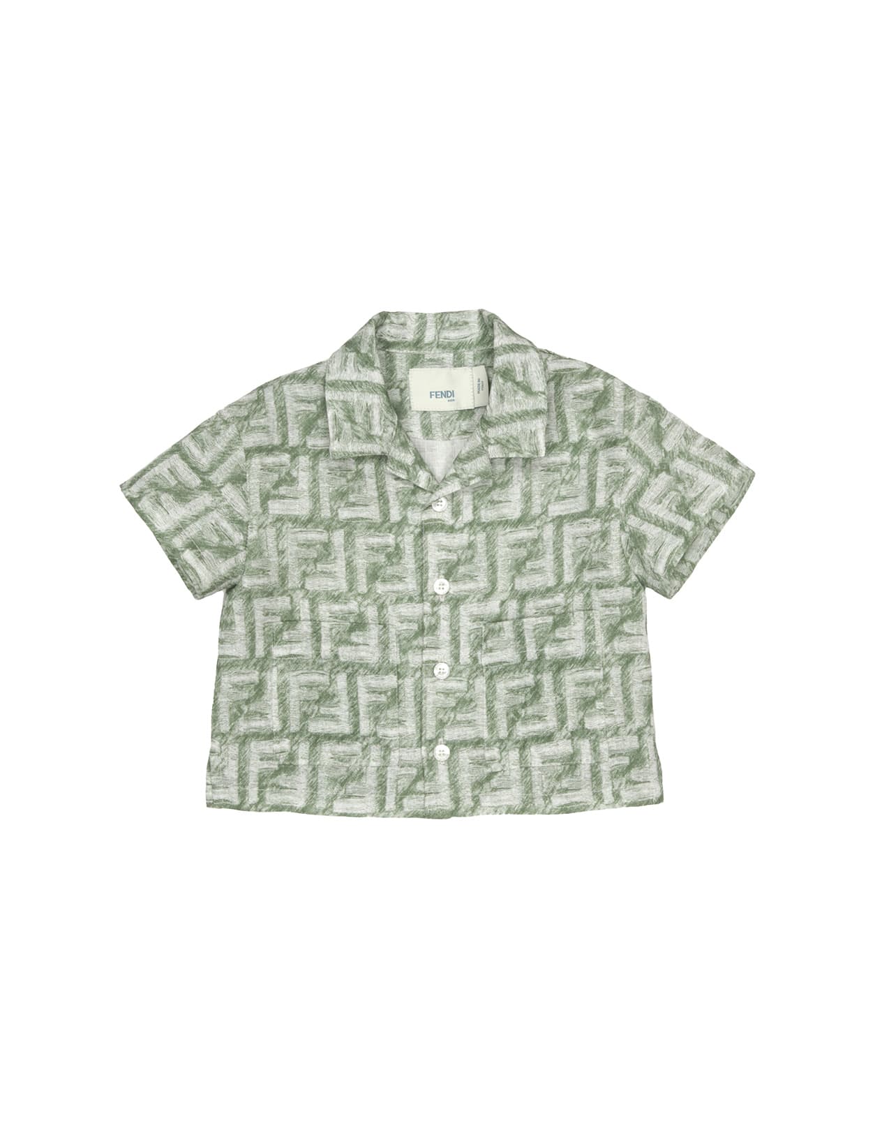 Shop Fendi Bowling Shirt With Green Monogram Motif