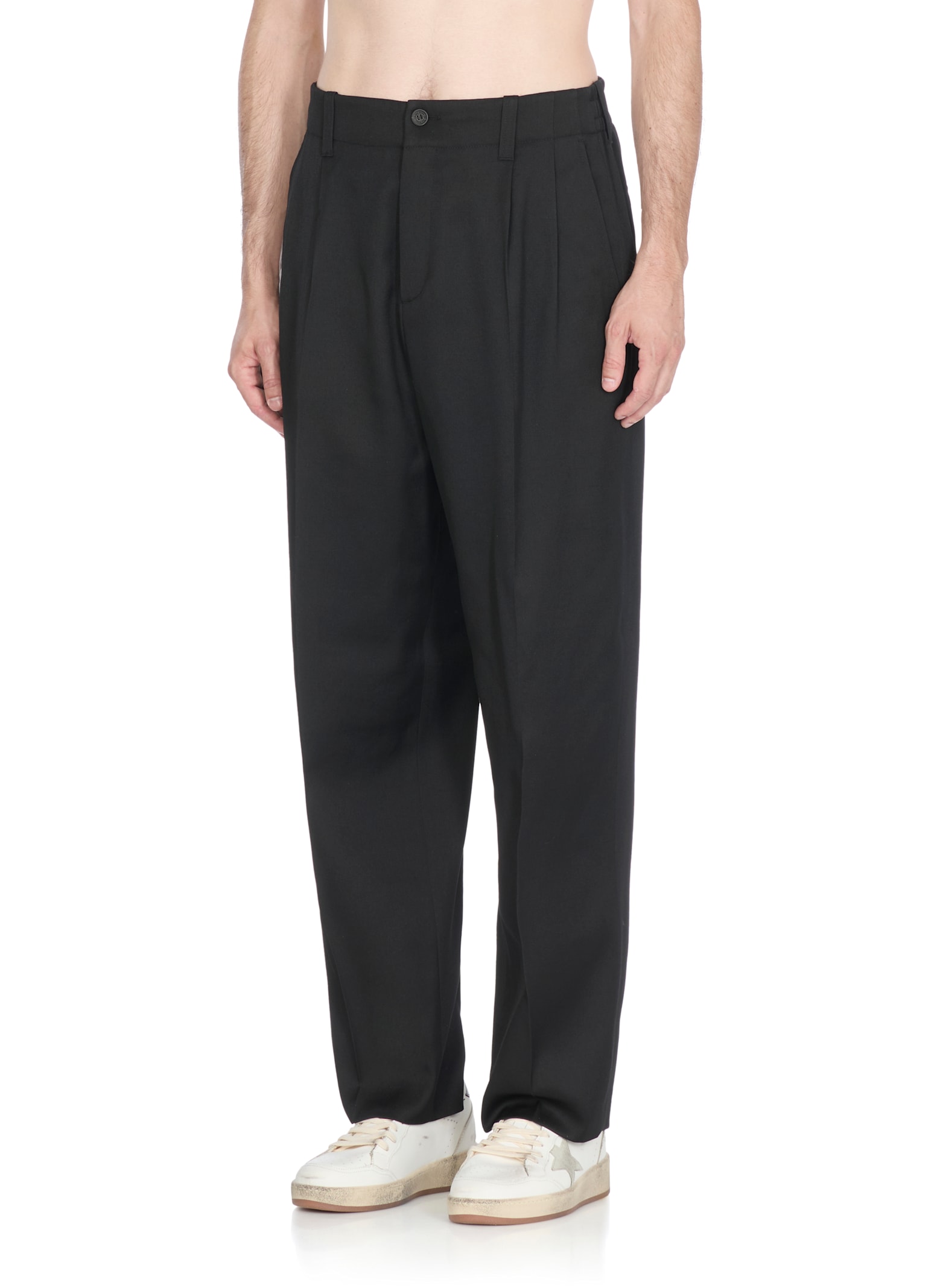 Golden Goose Tailored Black Trousers With Pleated Front In Black
