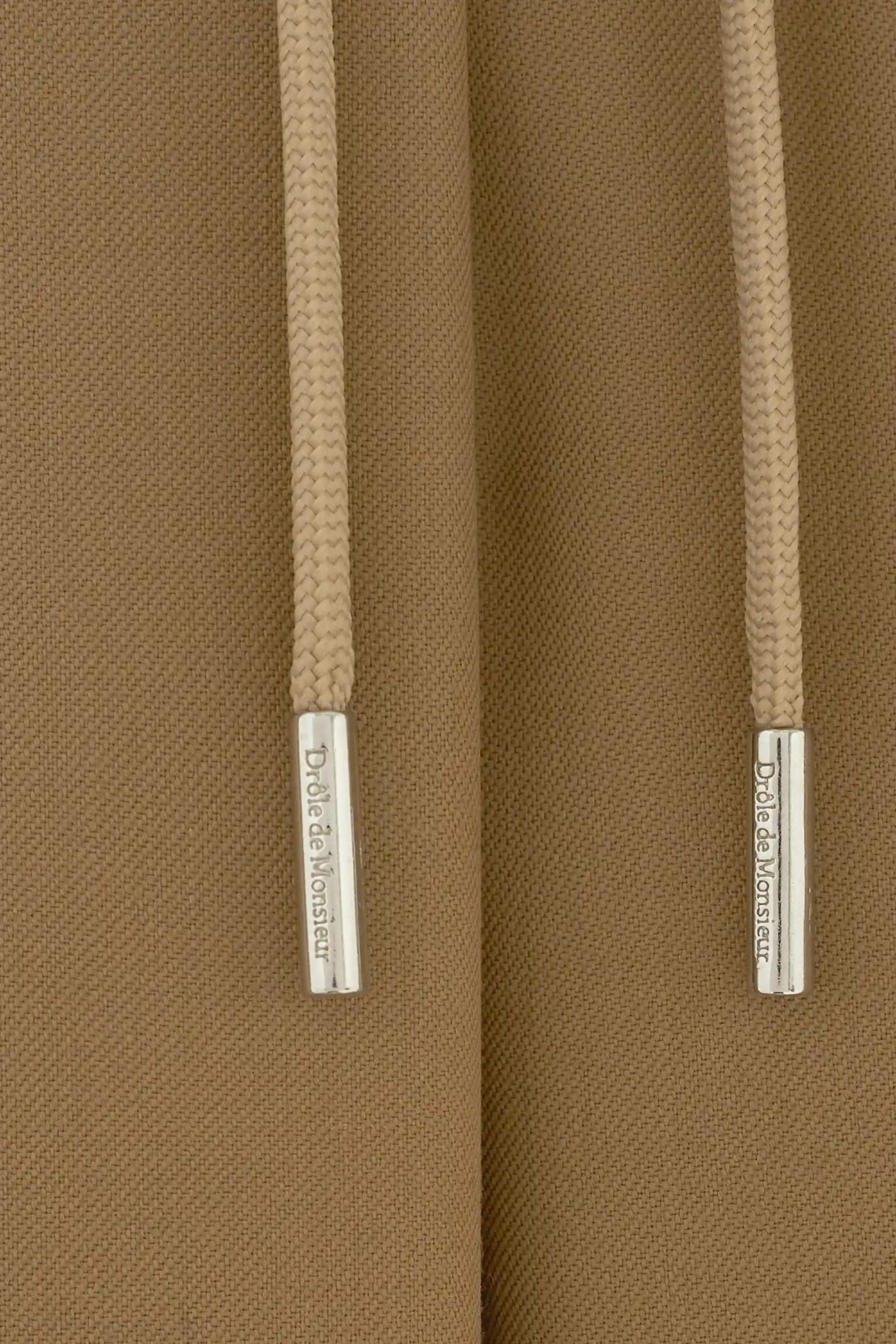 Drôle De Monsieur 'le Pantalon Droit' Brown Pants With Elastic Drawstring Waist In Ibn Ice Brown