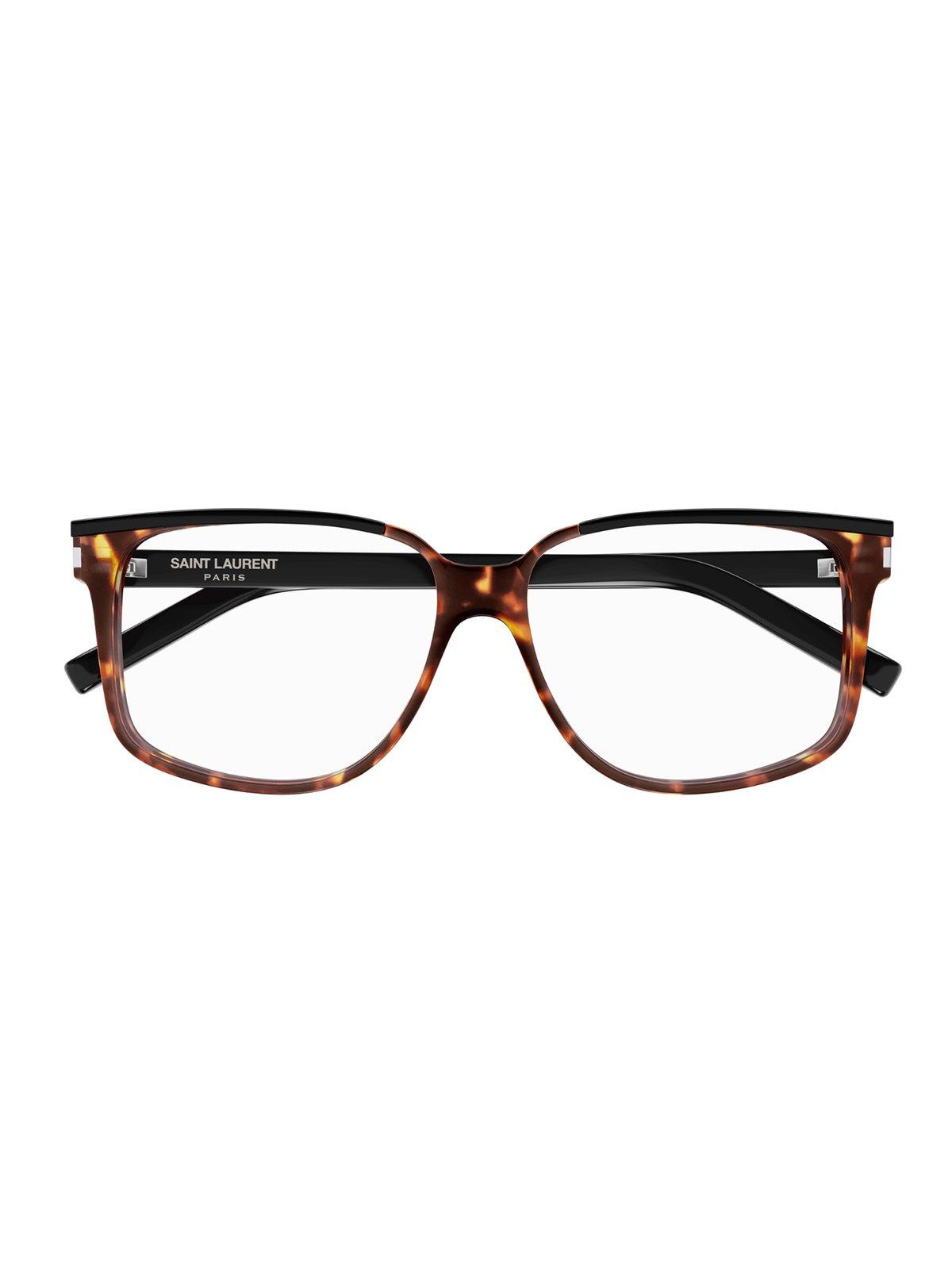 Shop Saint Laurent Square Frame Glasses In 001 Black Black Transpare
